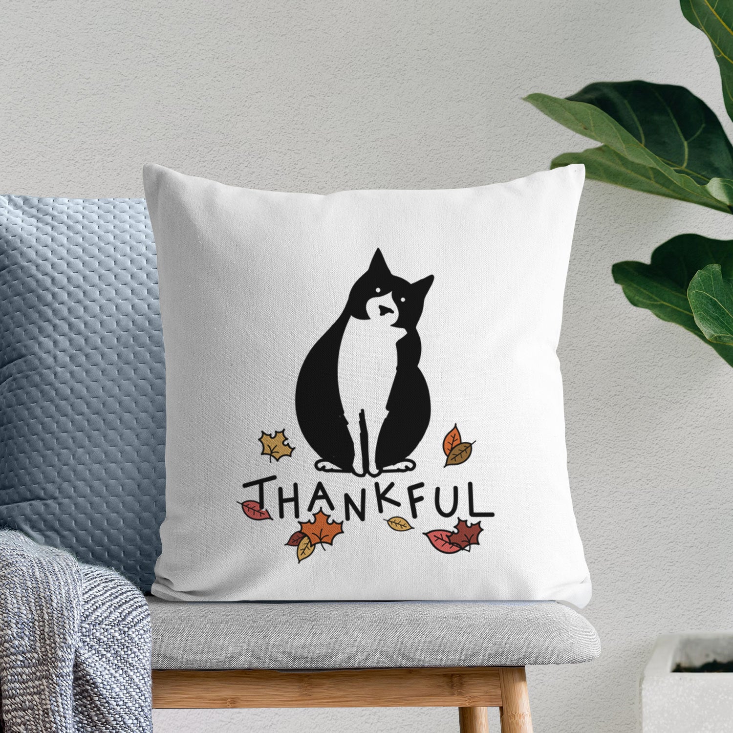 Love Always Tuxedo Cat - Oliver -  Throw Pillow Cover
