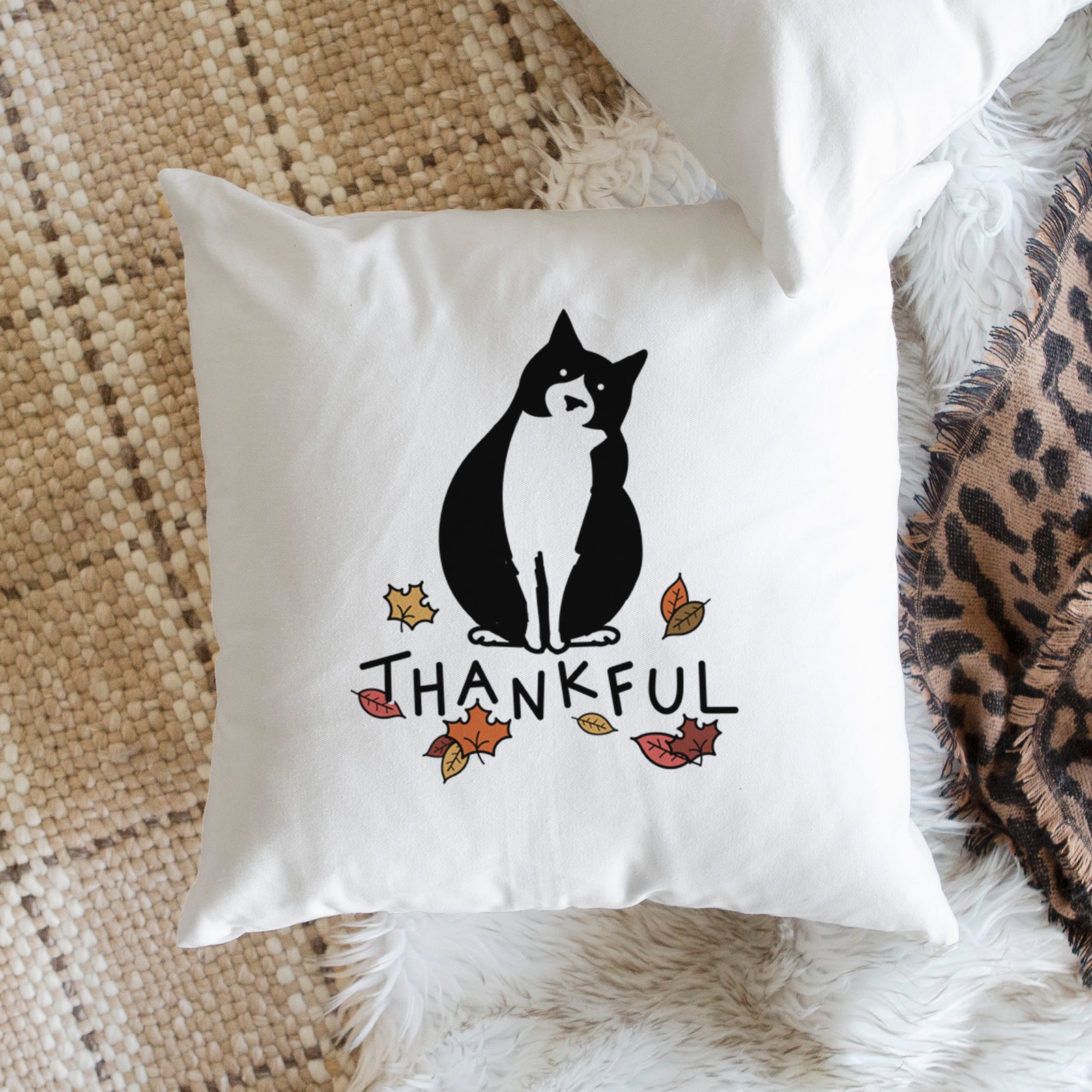 Love Always Tuxedo Cat - Oliver -  Throw Pillow Cover