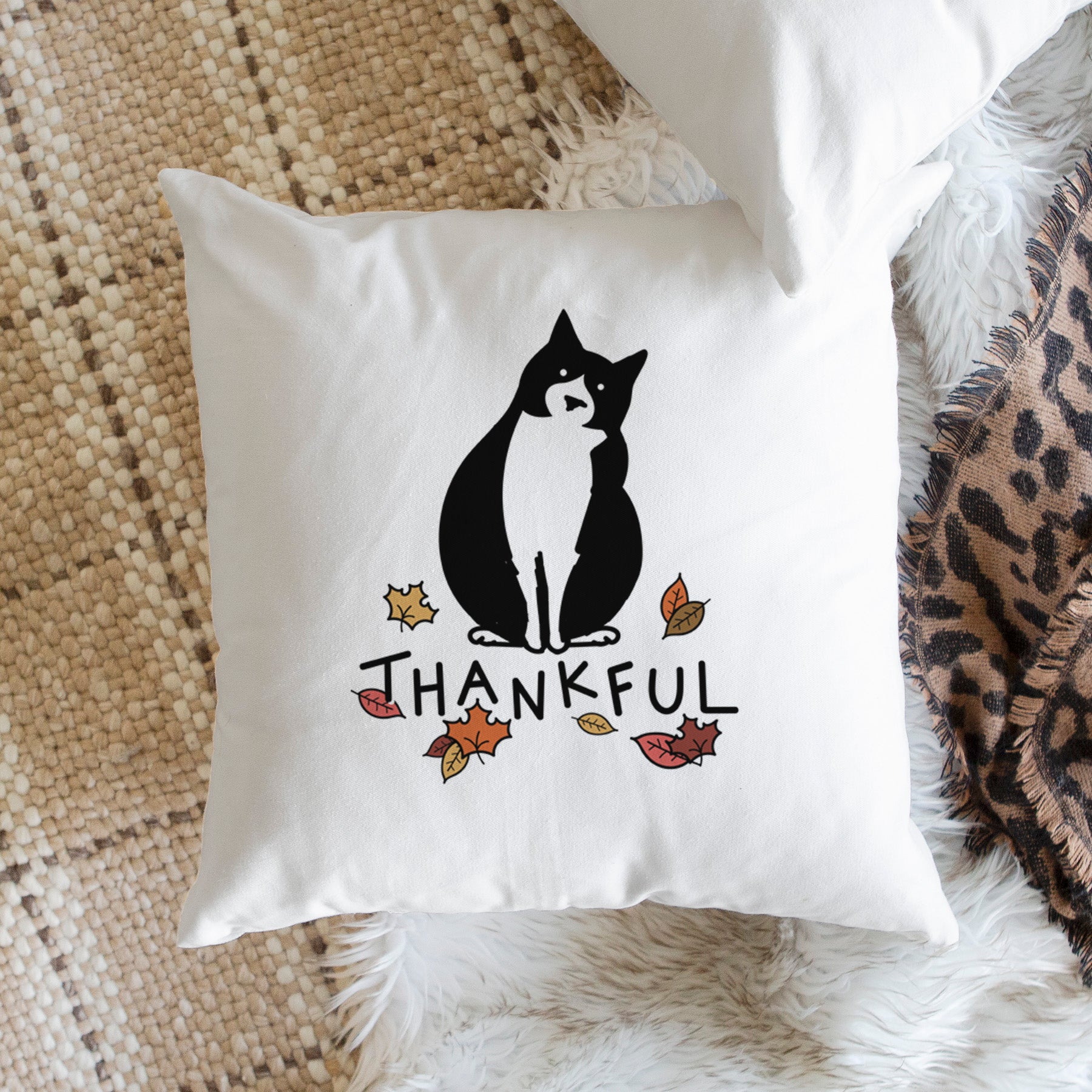 Love Always Tuxedo Cat - Oliver -  Throw Pillow Cover