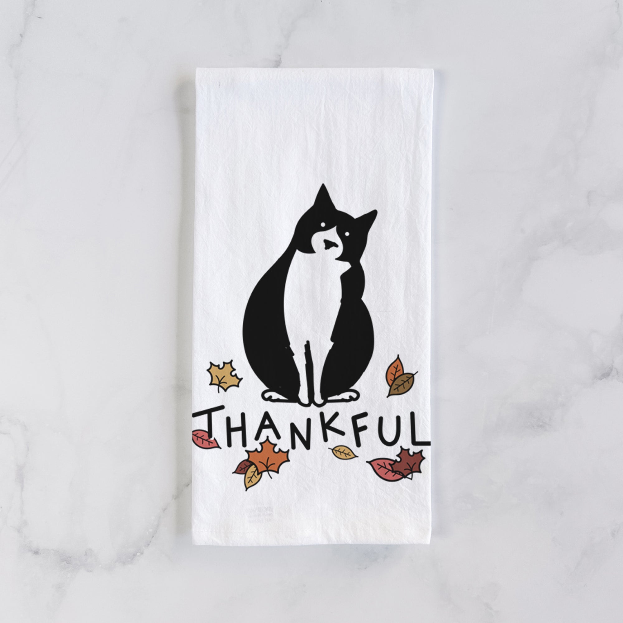 Thankful Tuxedo Cat - Oliver - Tea Towel