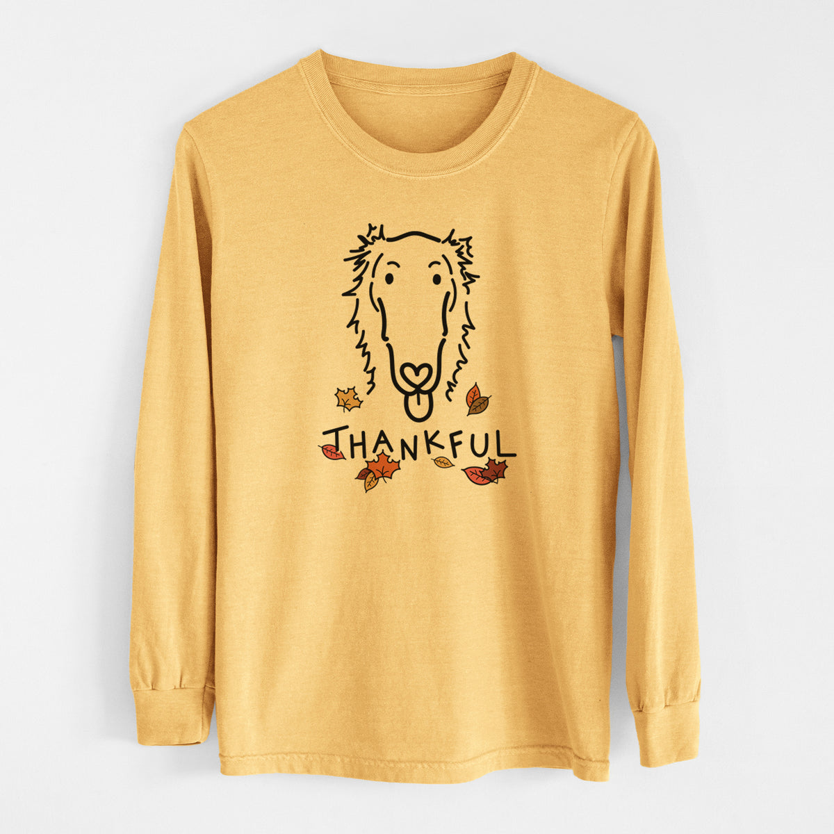 Thankful Borzoi - Opal - Men&#39;s Heavyweight 100% Cotton Long Sleeve