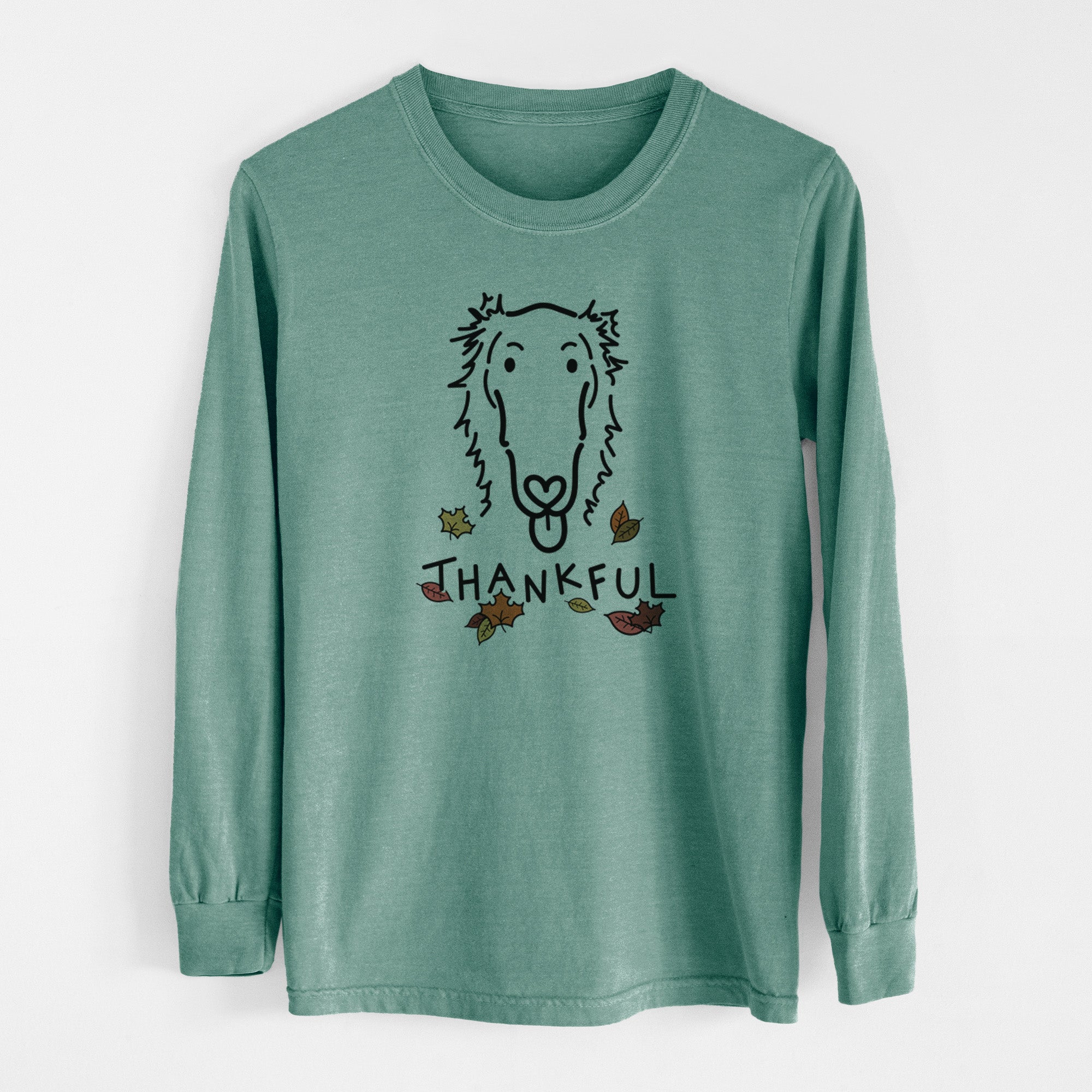 Thankful Borzoi - Opal - Men's Heavyweight 100% Cotton Long Sleeve