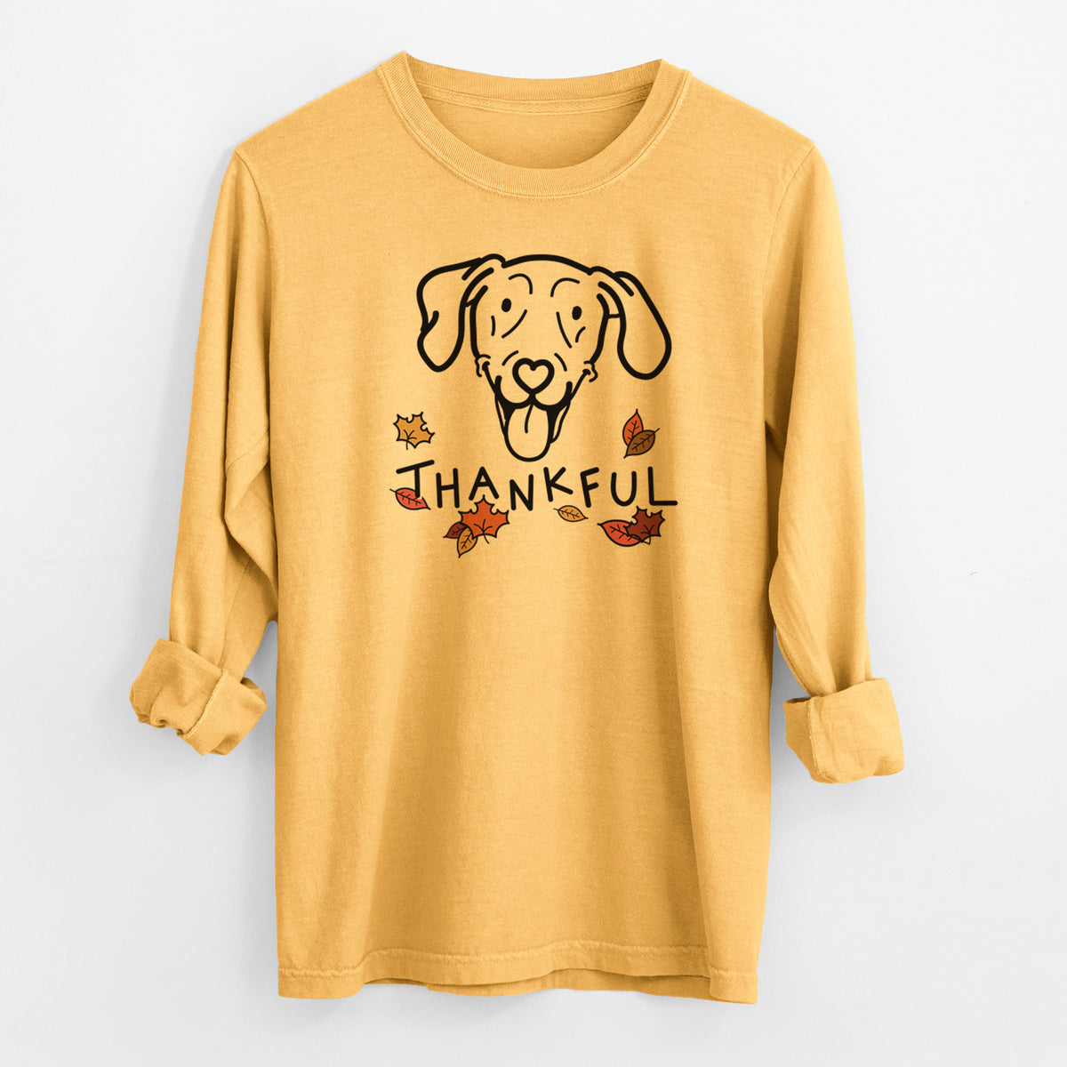 Thankful Weimaraner - Paco Lobo - Men's Heavyweight 100% Cotton Long Sleeve