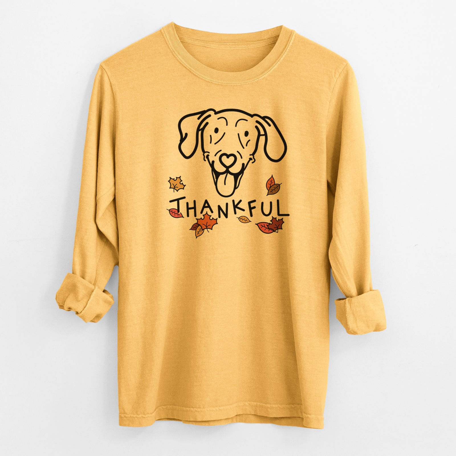 Thankful Weimaraner - Paco Lobo - Men's Heavyweight 100% Cotton Long Sleeve