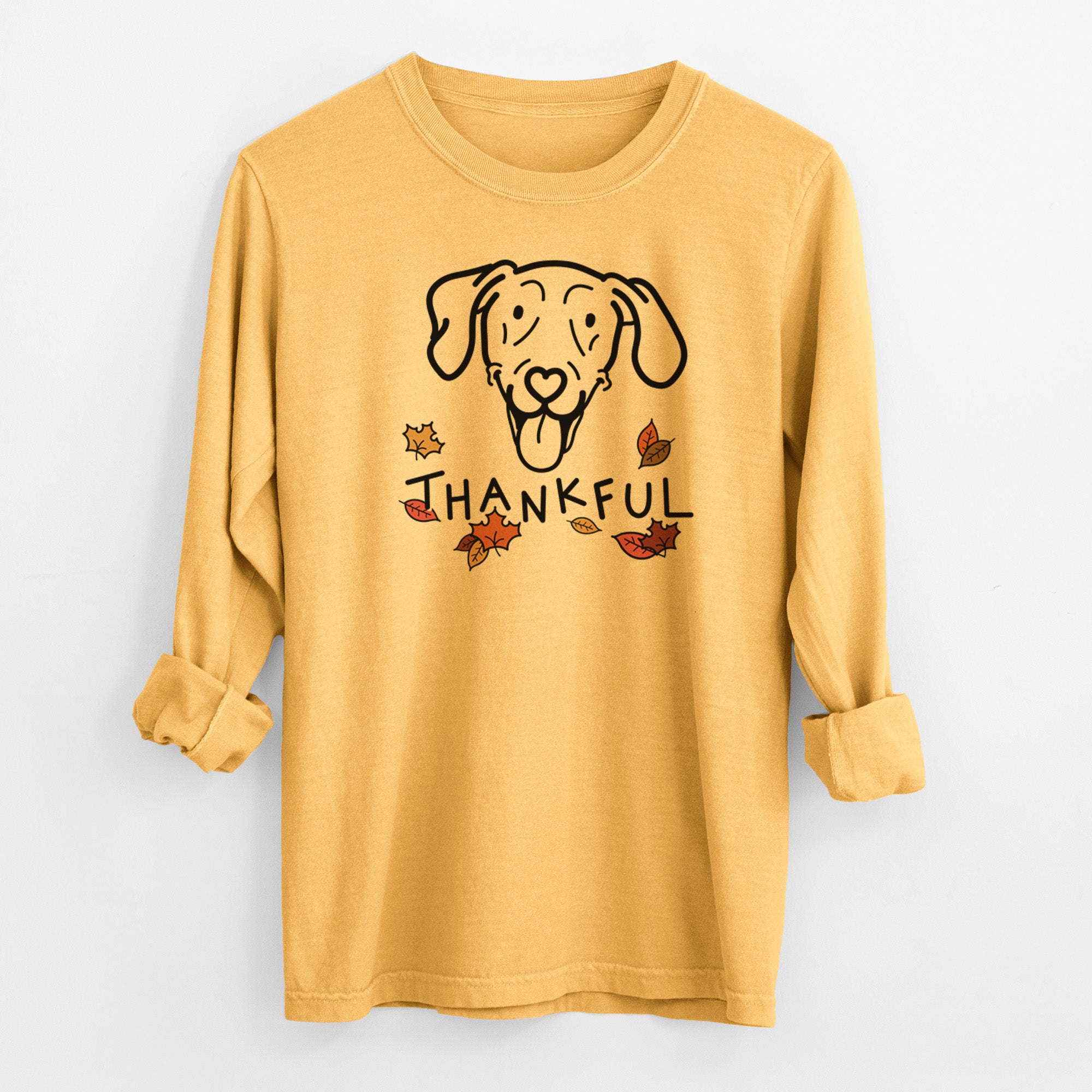 Thankful Weimaraner - Paco Lobo - Men's Heavyweight 100% Cotton Long Sleeve