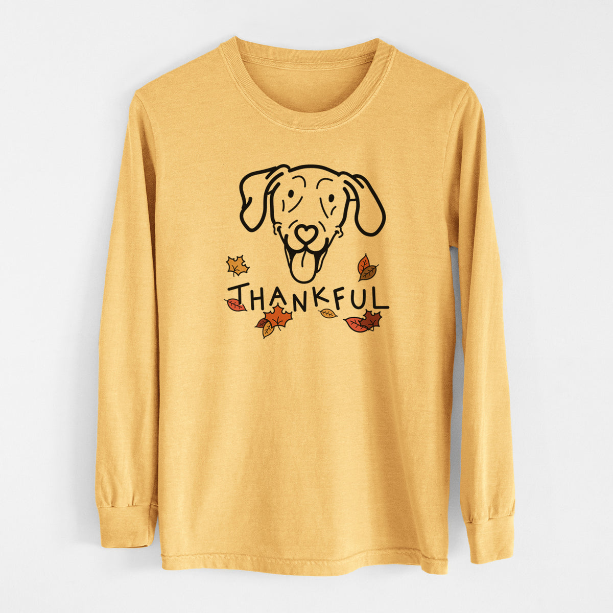 Thankful Weimaraner - Paco Lobo - Men&#39;s Heavyweight 100% Cotton Long Sleeve