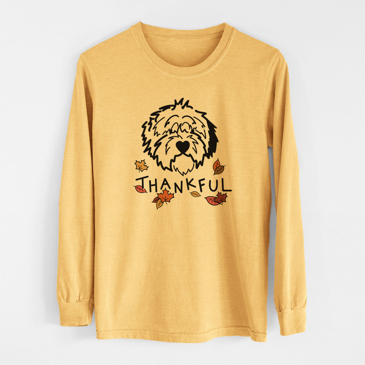 Thankful Old English Sheepdog - Penny - Men&#39;s Heavyweight 100% Cotton Long Sleeve