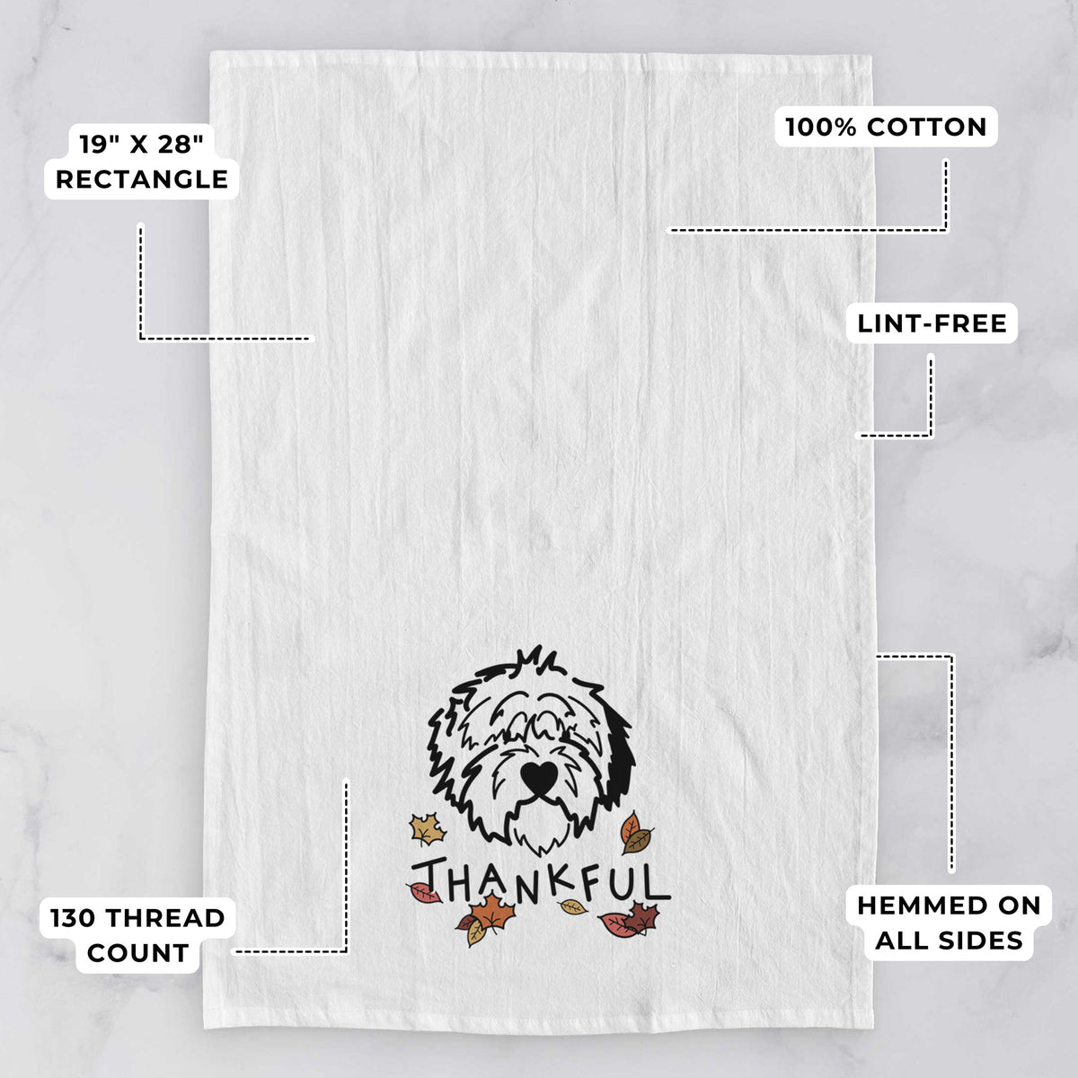 Thankful Old English Sheepdog - Penny - Tea Towel