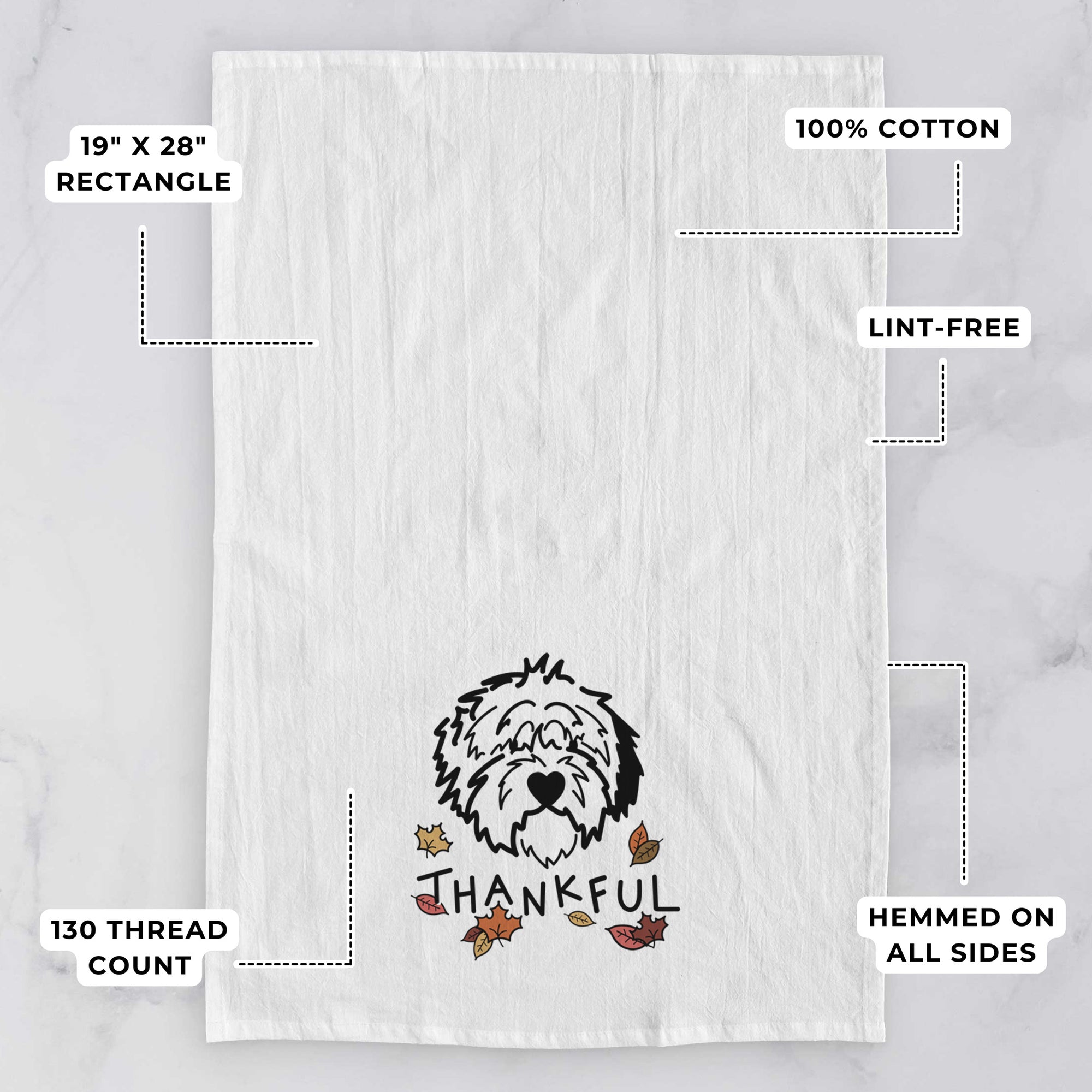 Thankful Old English Sheepdog - Penny - Tea Towel