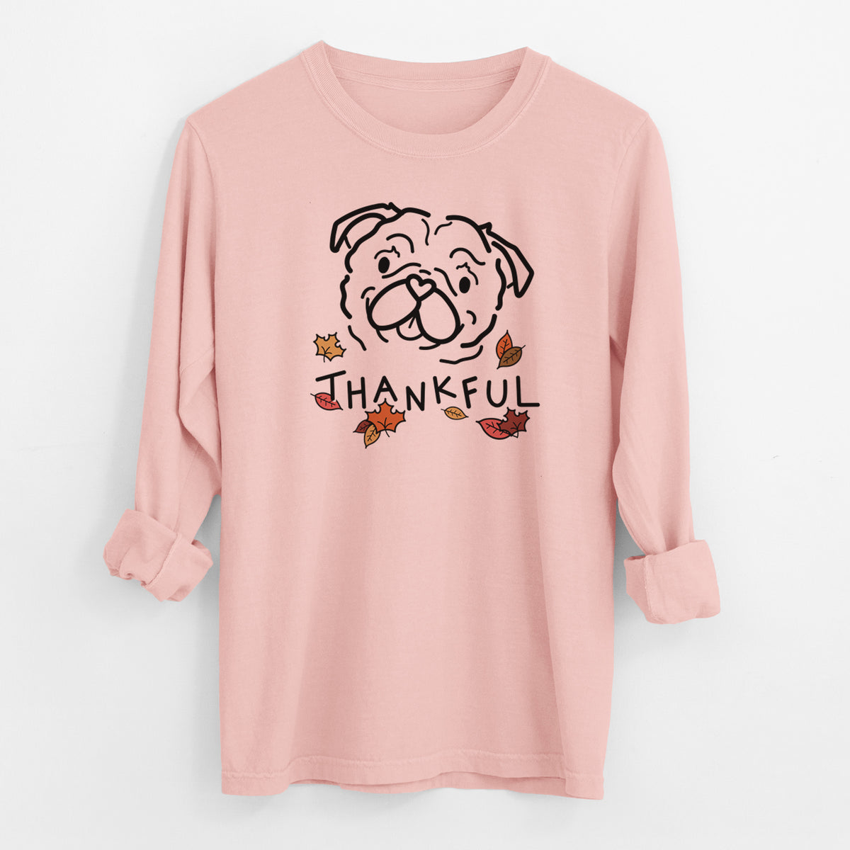 Thankful Pug - Pip - Men's Heavyweight 100% Cotton Long Sleeve