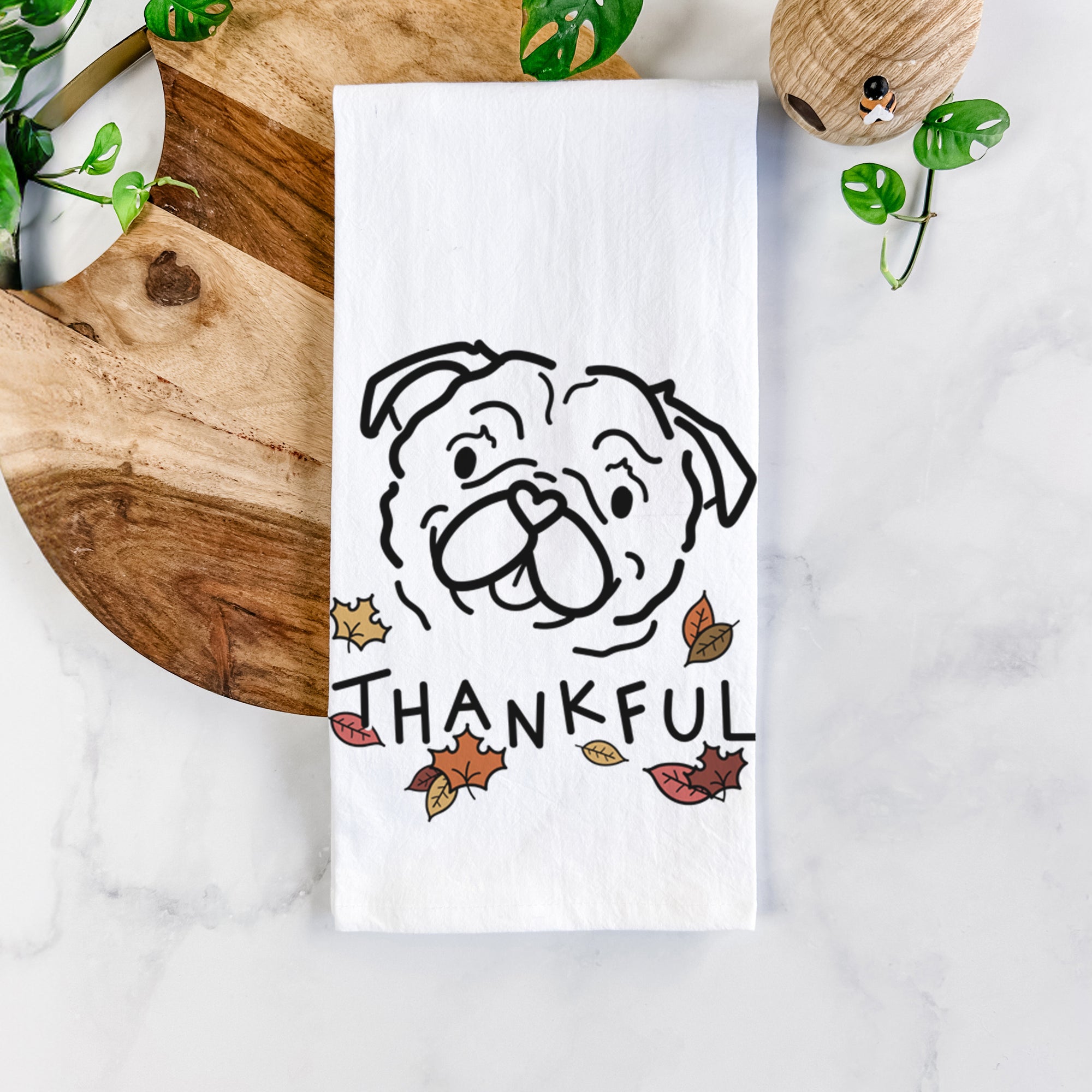 Thankful Pug - Pip - Tea Towel