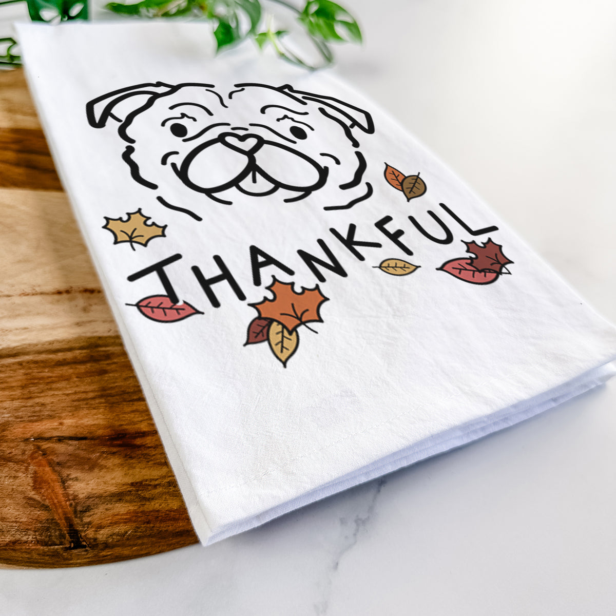 Thankful Pug - Pip - Tea Towel