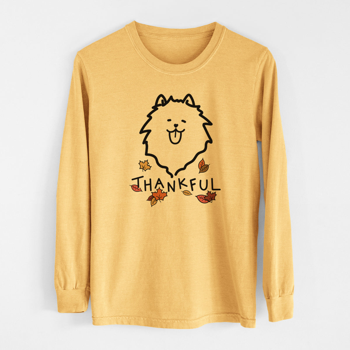 Thankful Pomeranian - Men&#39;s Heavyweight 100% Cotton Long Sleeve