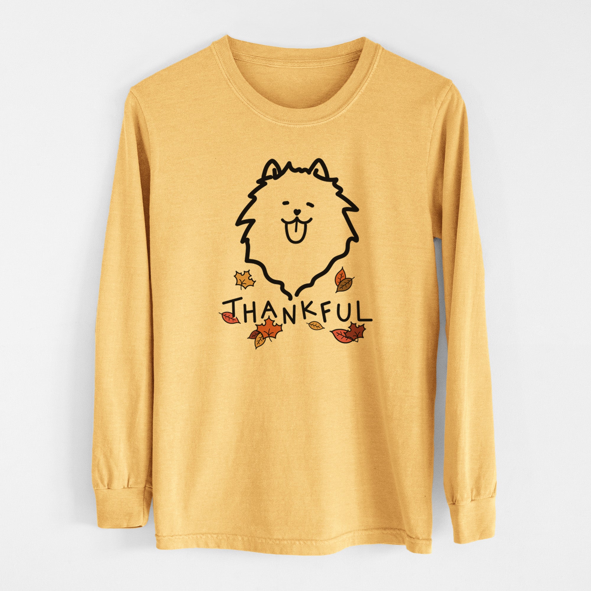 Thankful Pomeranian - Men's Heavyweight 100% Cotton Long Sleeve