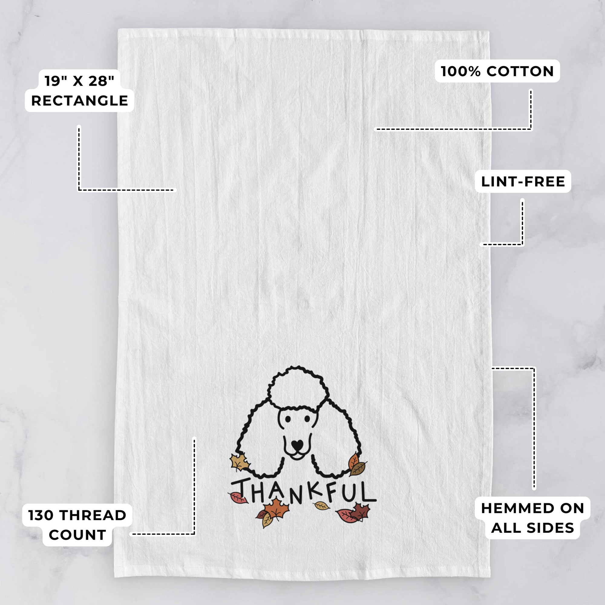 Thankful Poodle - Tea Towel