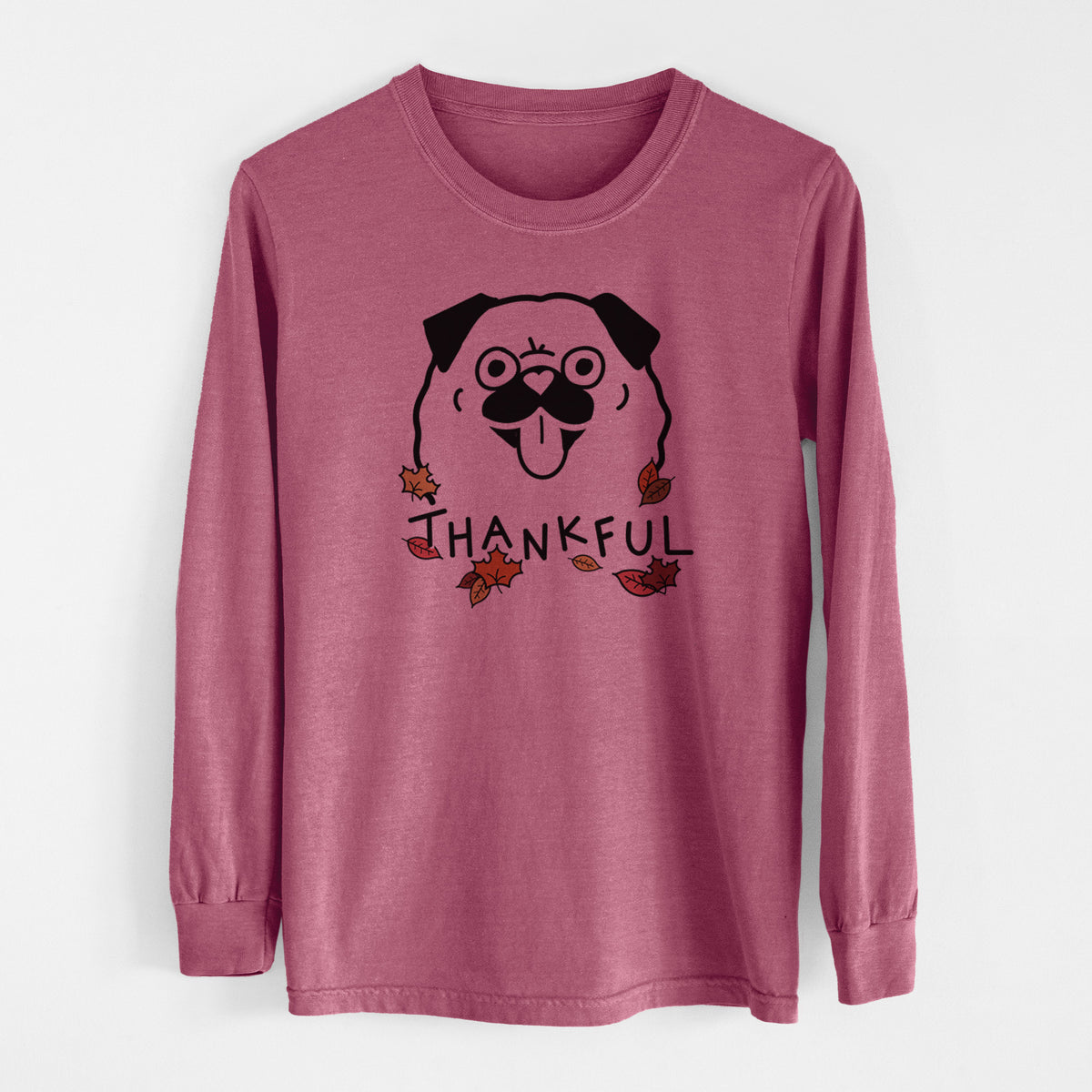 Thankful Pug - Men's Heavyweight 100% Cotton Long Sleeve