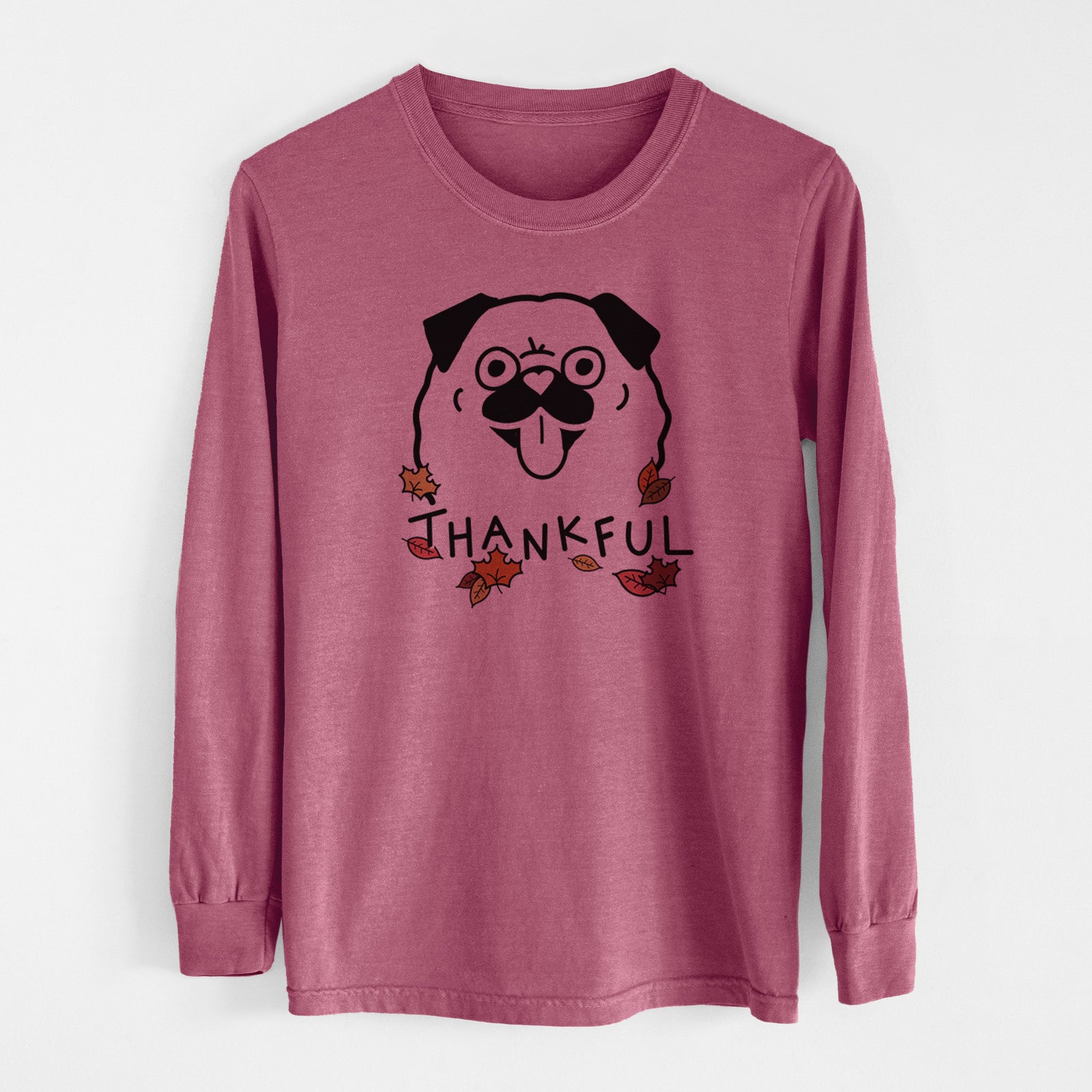 Thankful Pug - Men's Heavyweight 100% Cotton Long Sleeve