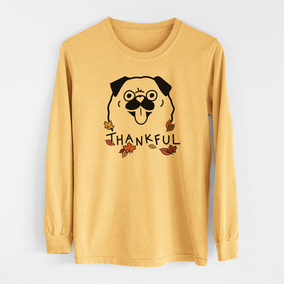 Thankful Pug - Men's Heavyweight 100% Cotton Long Sleeve
