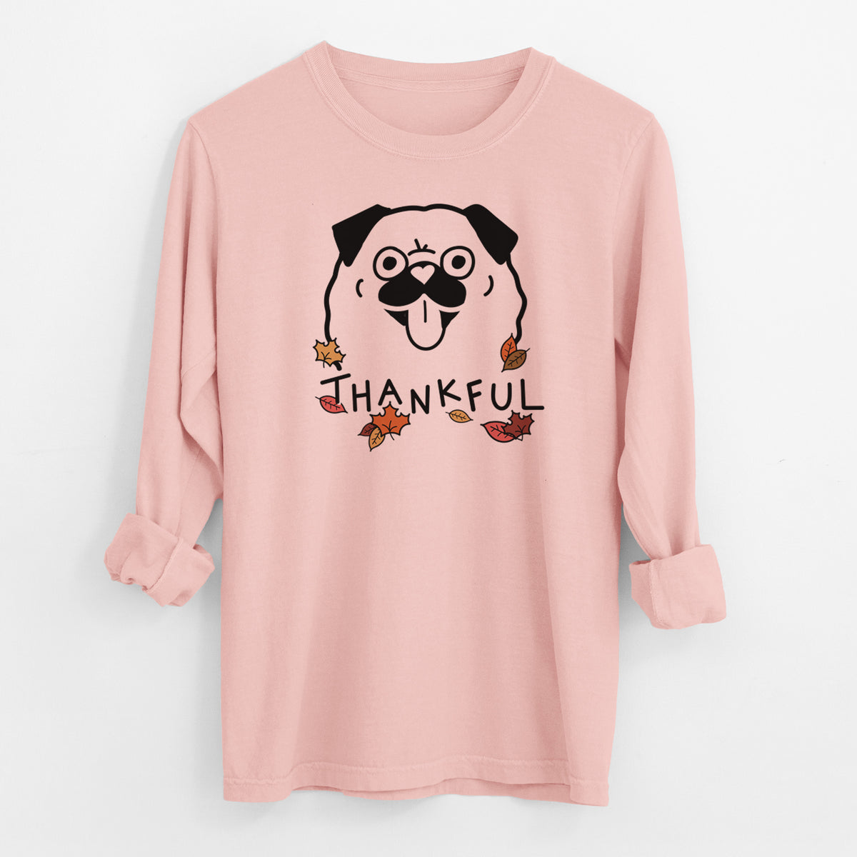 Thankful Pug - Men's Heavyweight 100% Cotton Long Sleeve