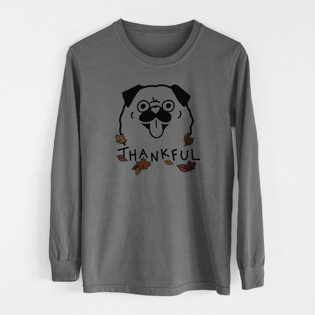 Thankful Pug - Men's Heavyweight 100% Cotton Long Sleeve