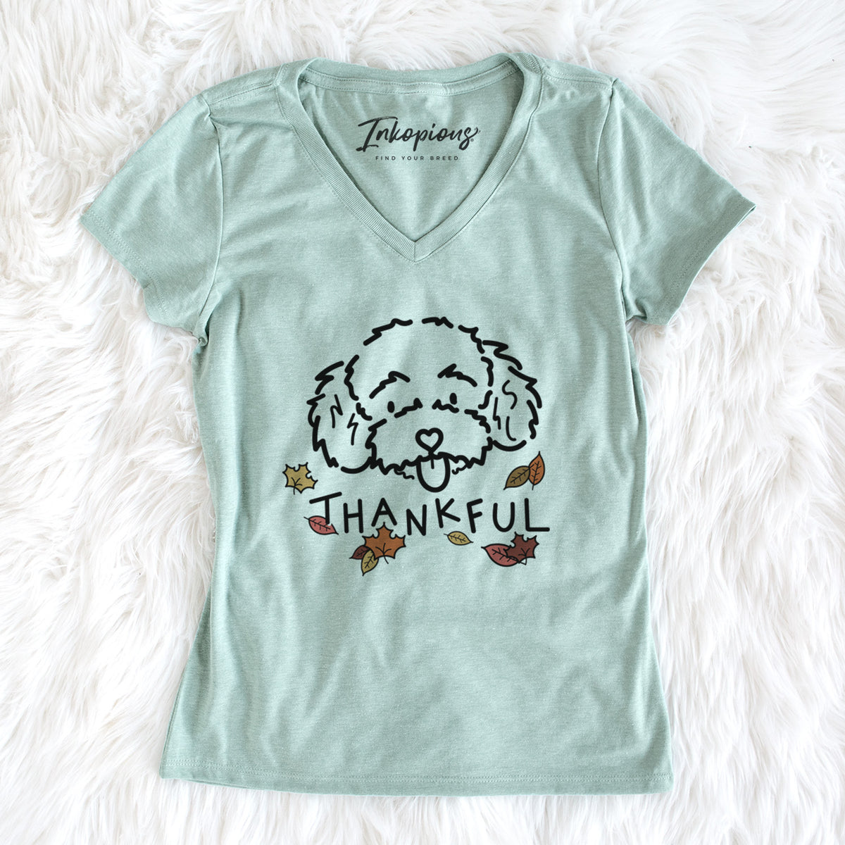 Thankful Toy Poodle - Ricci - Women's Perfect V-neck Shirt
