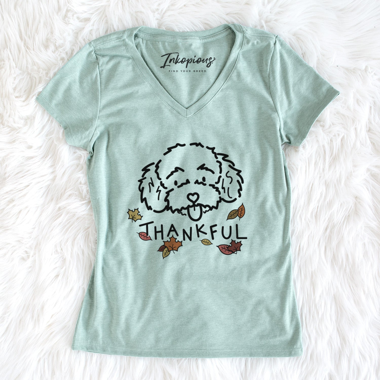 Thankful Toy Poodle - Ricci - Women's Perfect V-neck Shirt