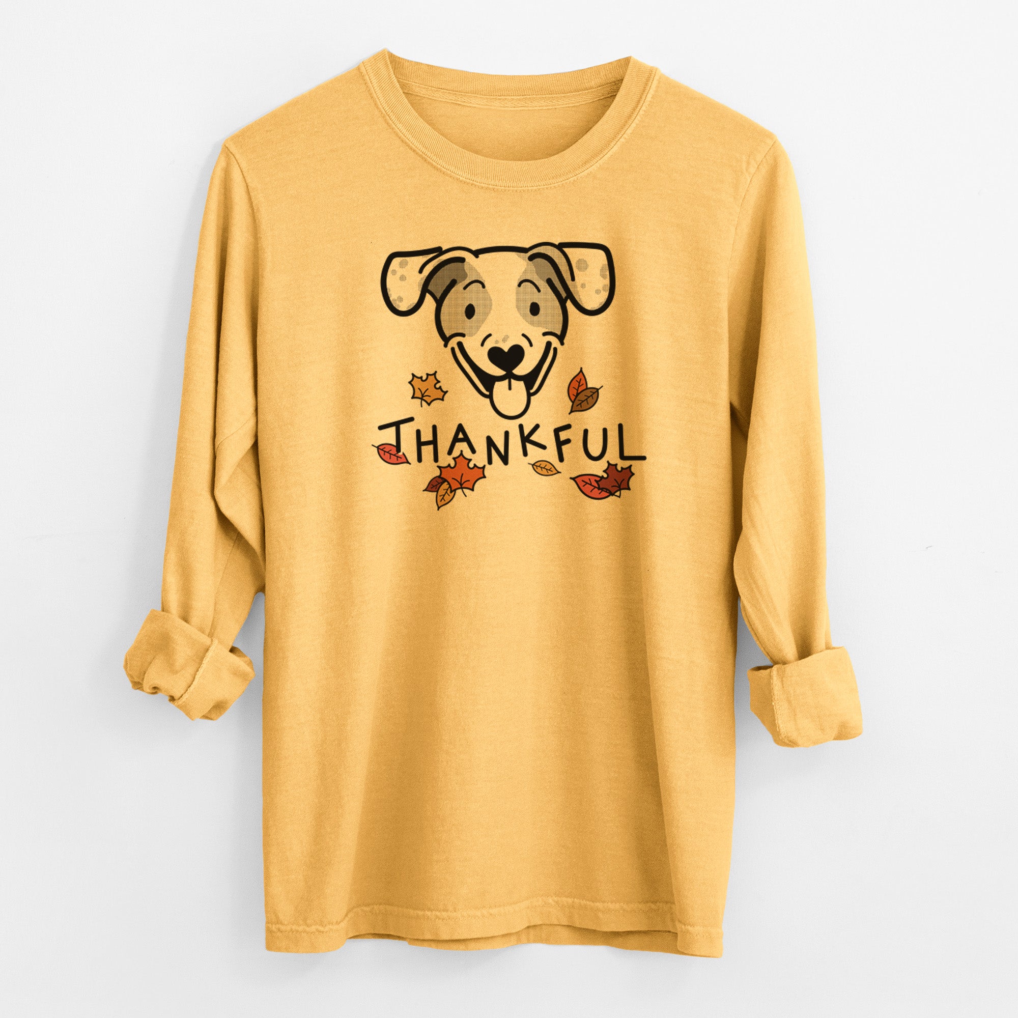 Thankful Beagle Mix - Roland - Men's Heavyweight 100% Cotton Long Sleeve