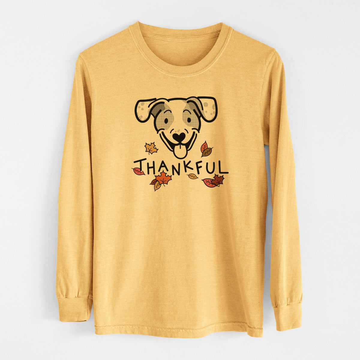 Thankful Beagle Mix - Roland - Men&#39;s Heavyweight 100% Cotton Long Sleeve