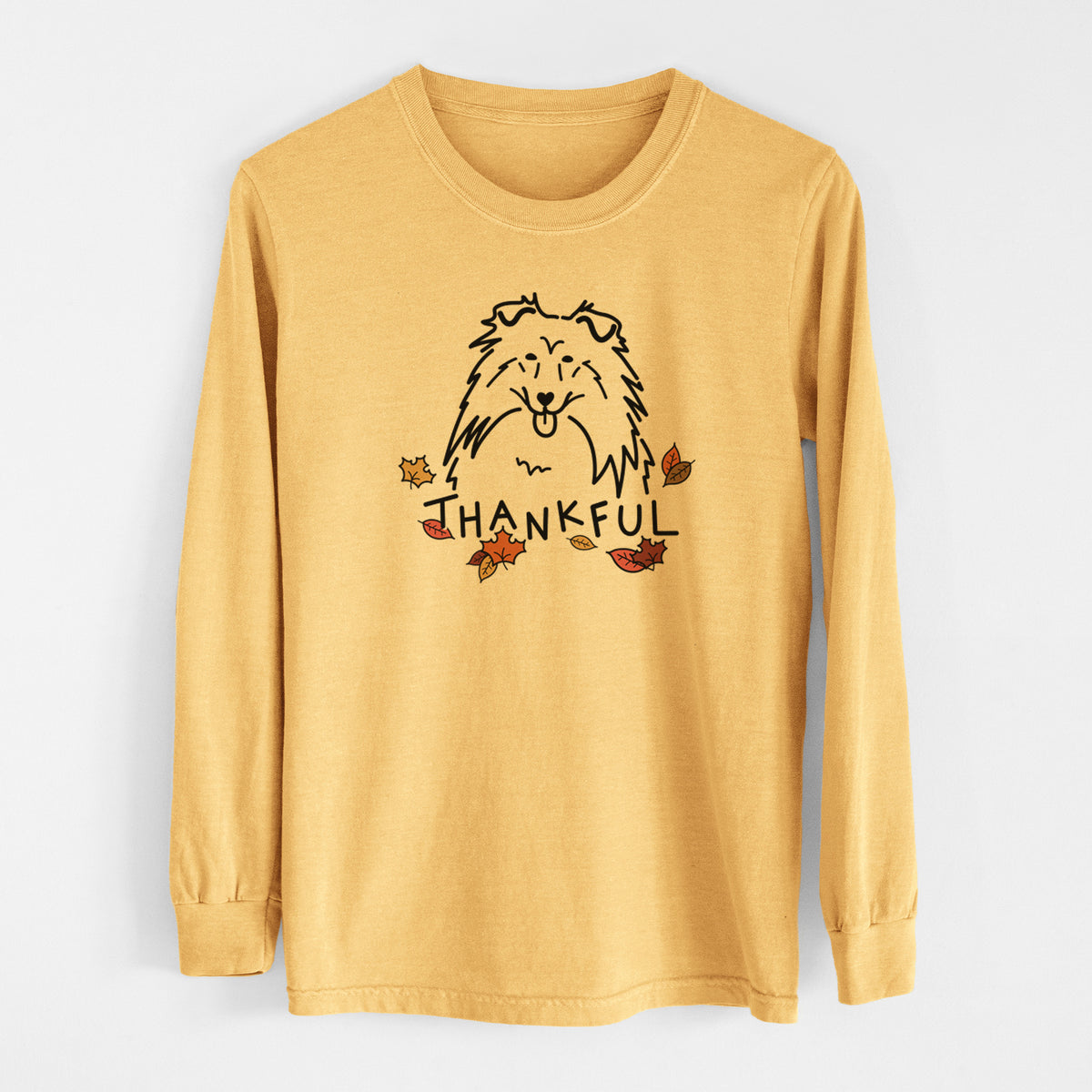 Thankful Rough Collie - Men&#39;s Heavyweight 100% Cotton Long Sleeve