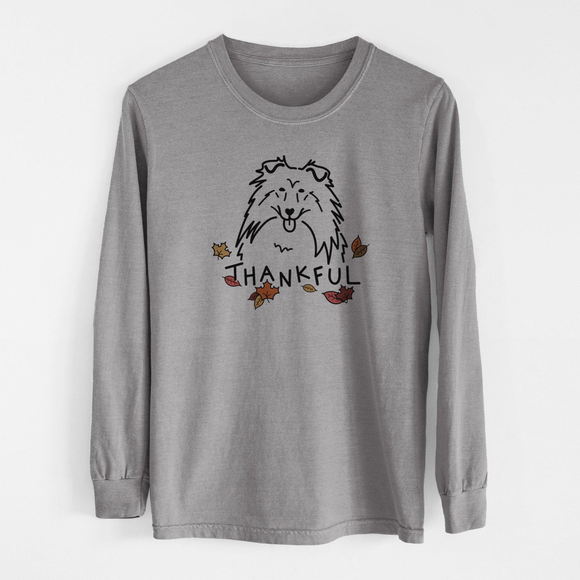 Thankful Rough Collie - Men's Heavyweight 100% Cotton Long Sleeve