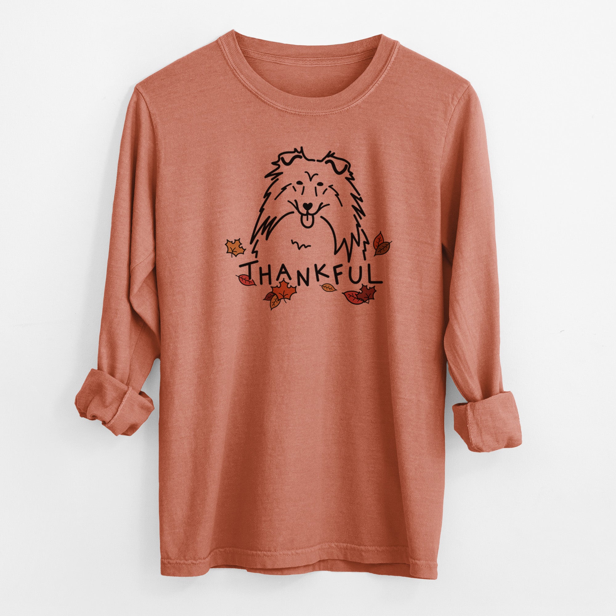 Thankful Rough Collie - Men's Heavyweight 100% Cotton Long Sleeve