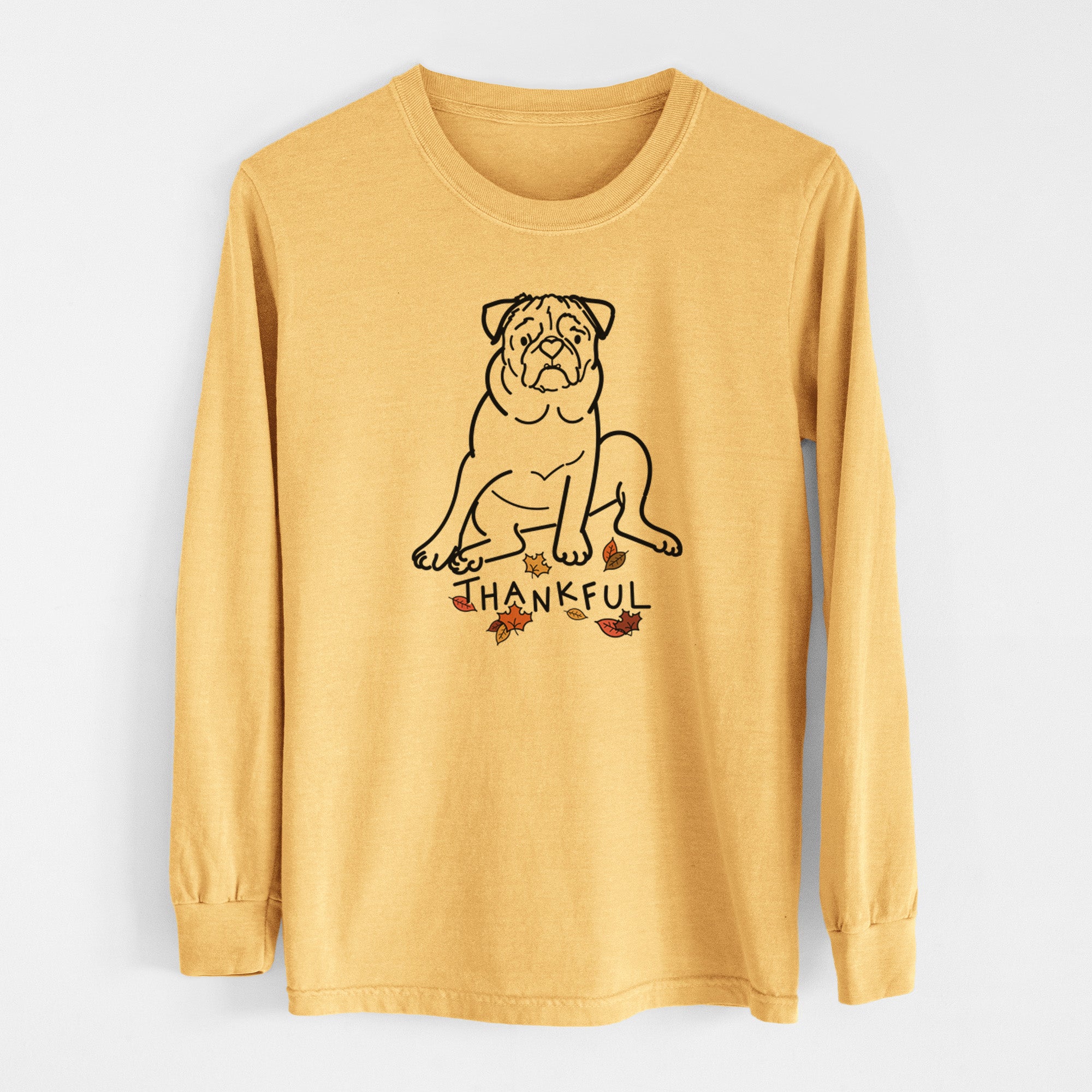 Thankful Pug - Rudy - Men's Heavyweight 100% Cotton Long Sleeve