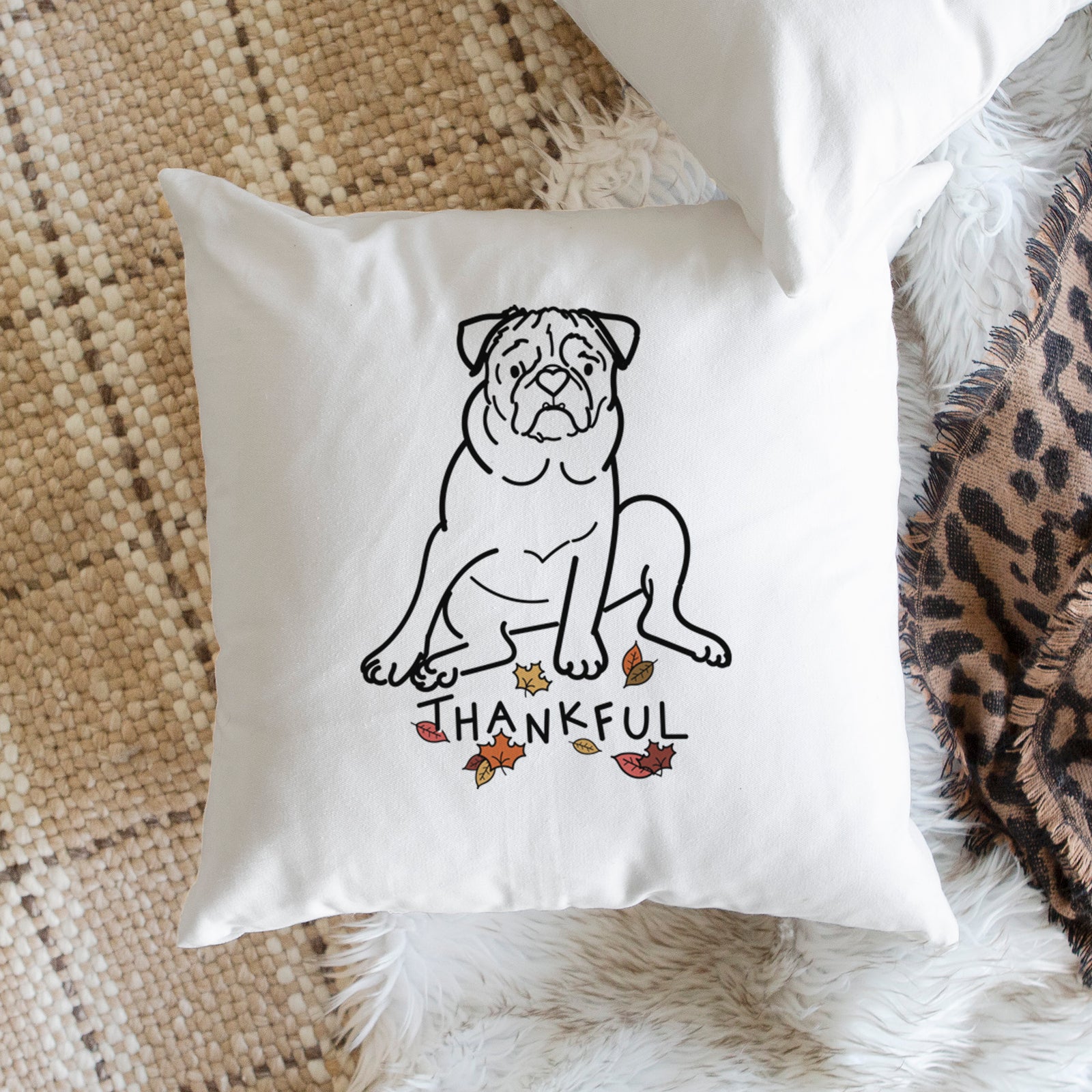 Love Always Pug - Rudy -  Throw Pillow Cover