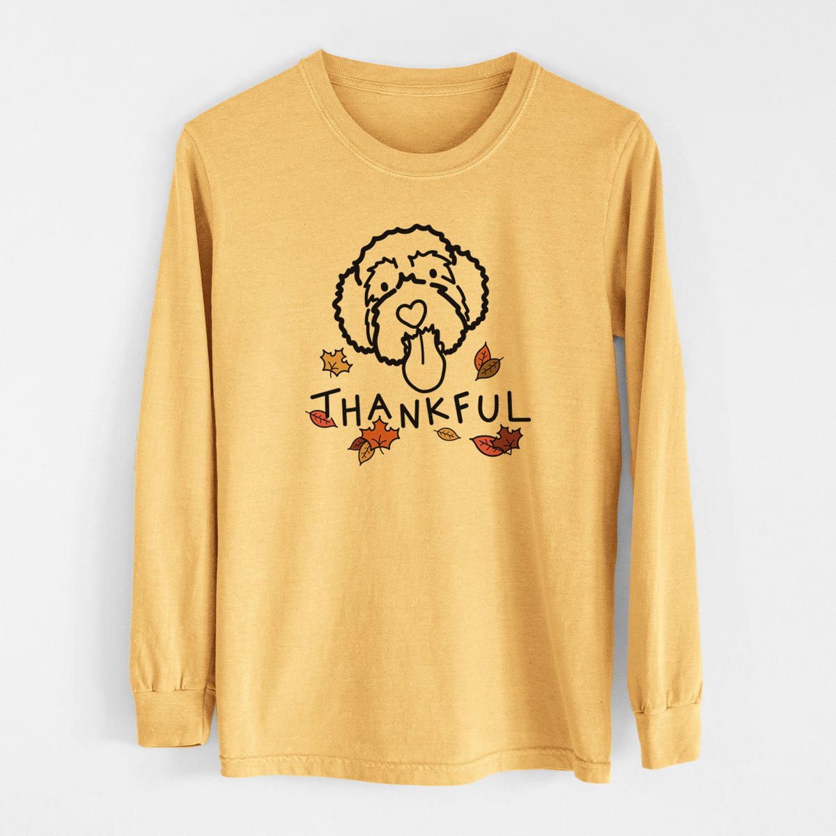 Thankful Portguese Water Dog - Sam - Men's Heavyweight 100% Cotton Long Sleeve
