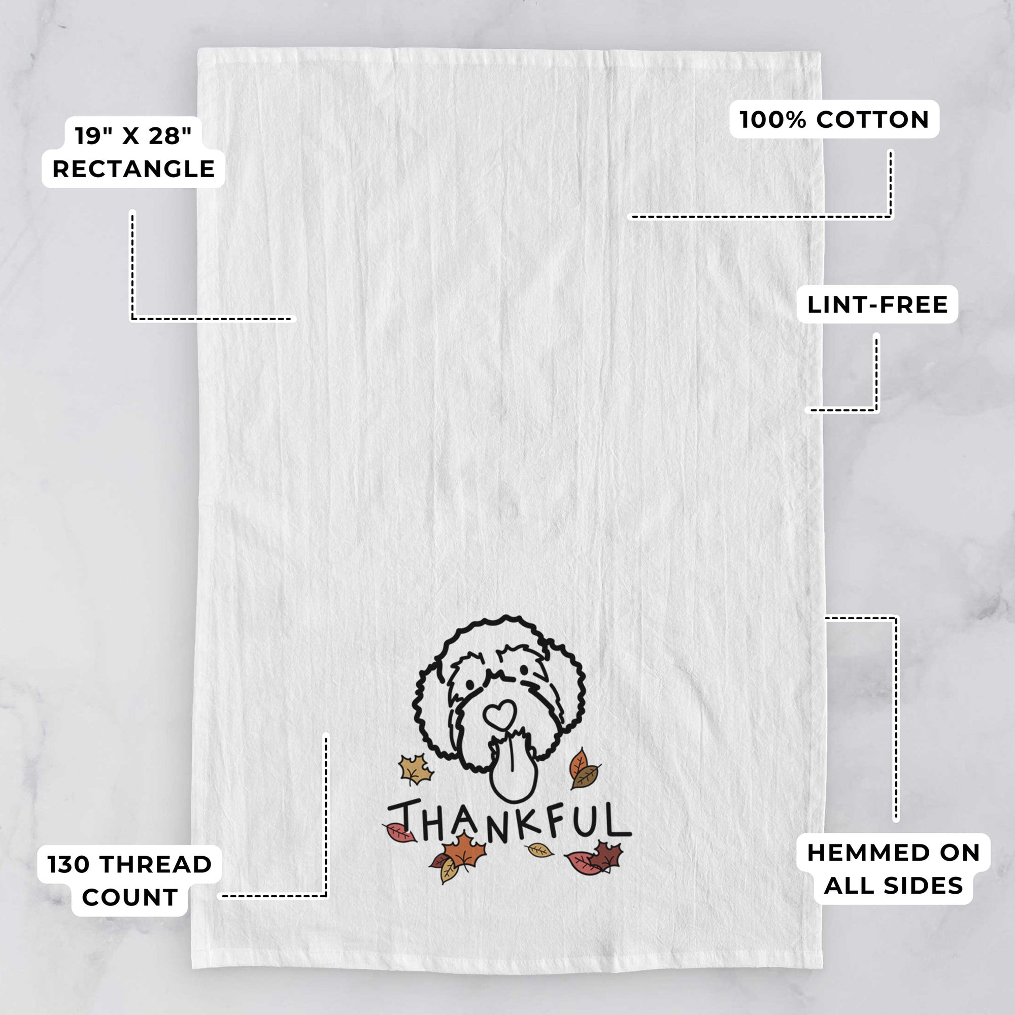 Thankful Portguese Water Dog - Sam - Tea Towel