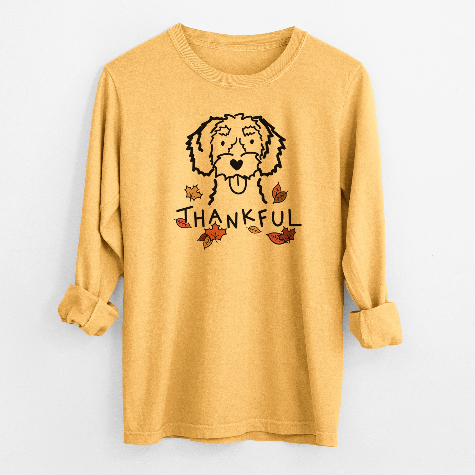 Thankful White Schnoodle - Men's Heavyweight 100% Cotton Long Sleeve