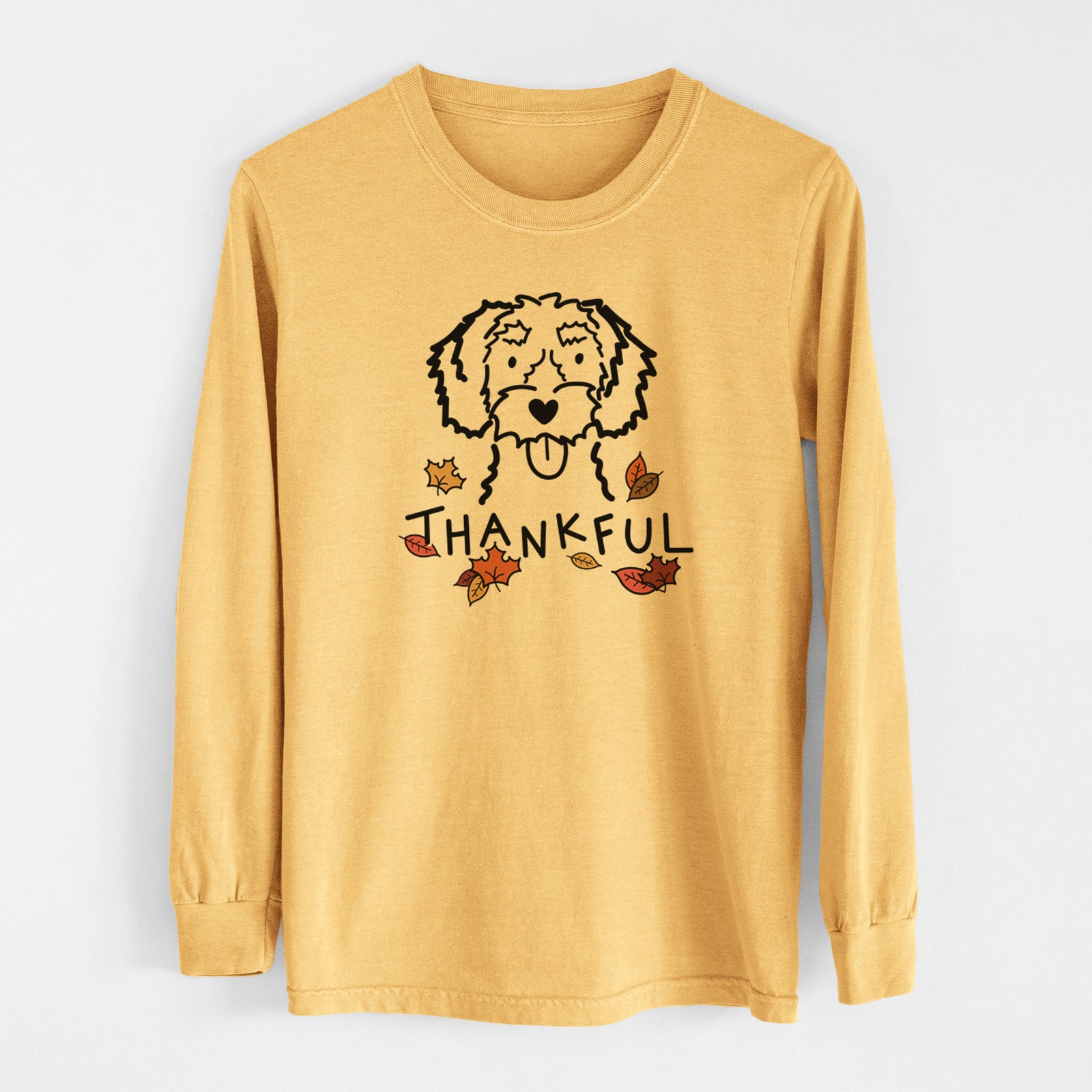 Thankful White Schnoodle - Men's Heavyweight 100% Cotton Long Sleeve