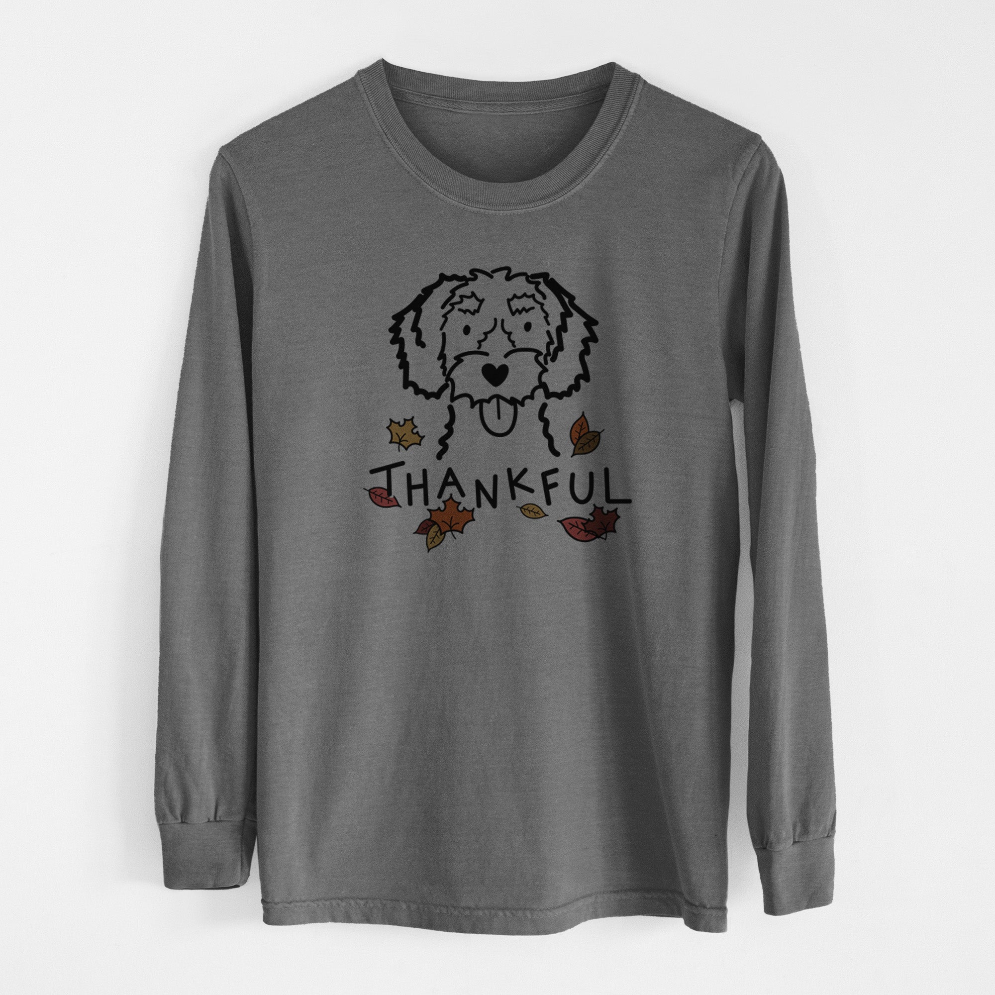 Thankful White Schnoodle - Men's Heavyweight 100% Cotton Long Sleeve