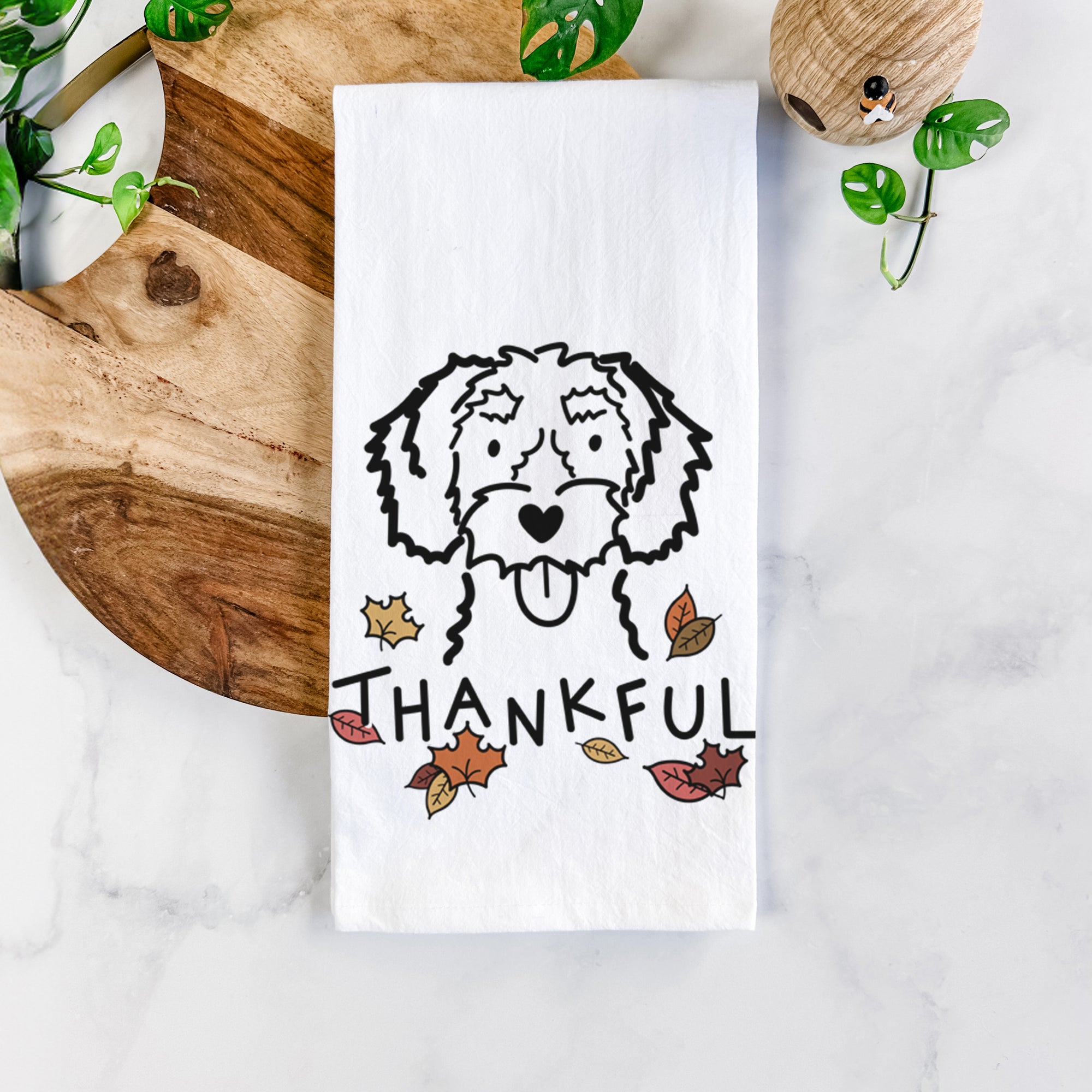 Thankful White Schnoodle - Tea Towel