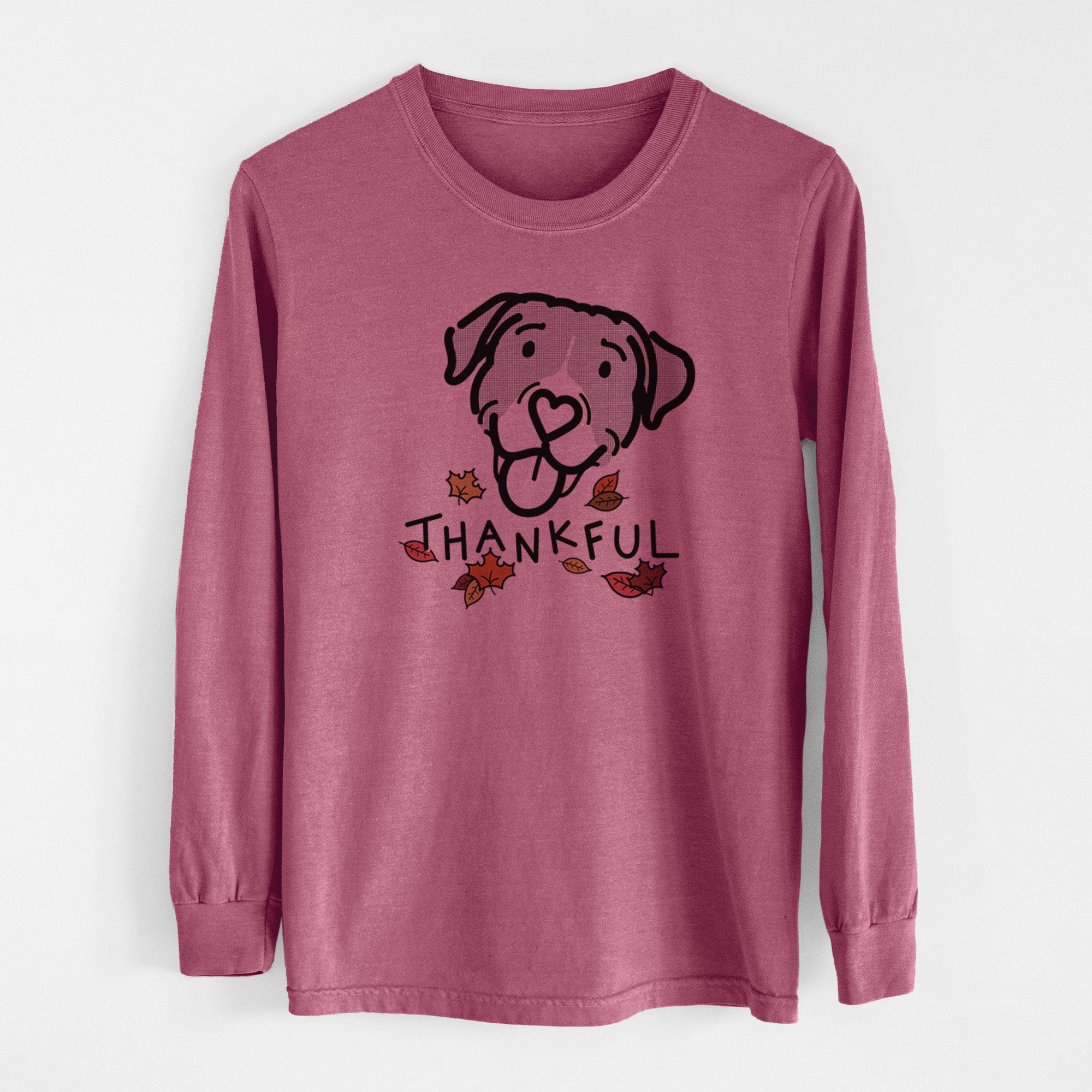 Thankful Pitbull Mix - Shadow - Men's Heavyweight 100% Cotton Long Sleeve