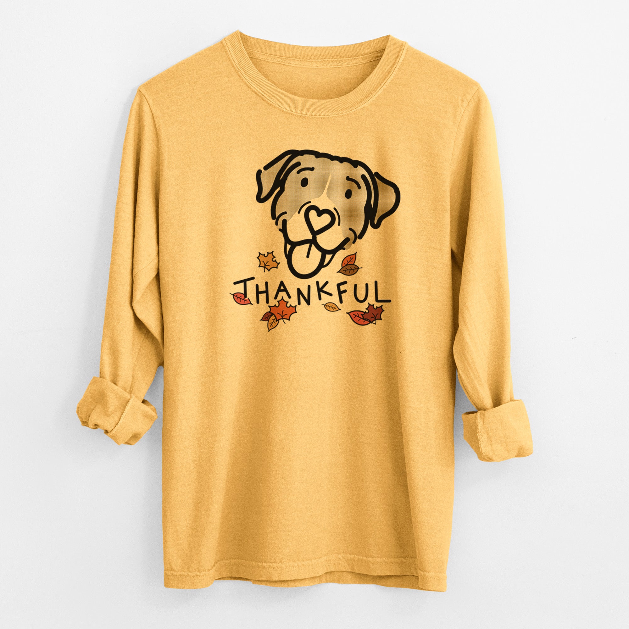 Thankful Pitbull Mix - Shadow - Men's Heavyweight 100% Cotton Long Sleeve