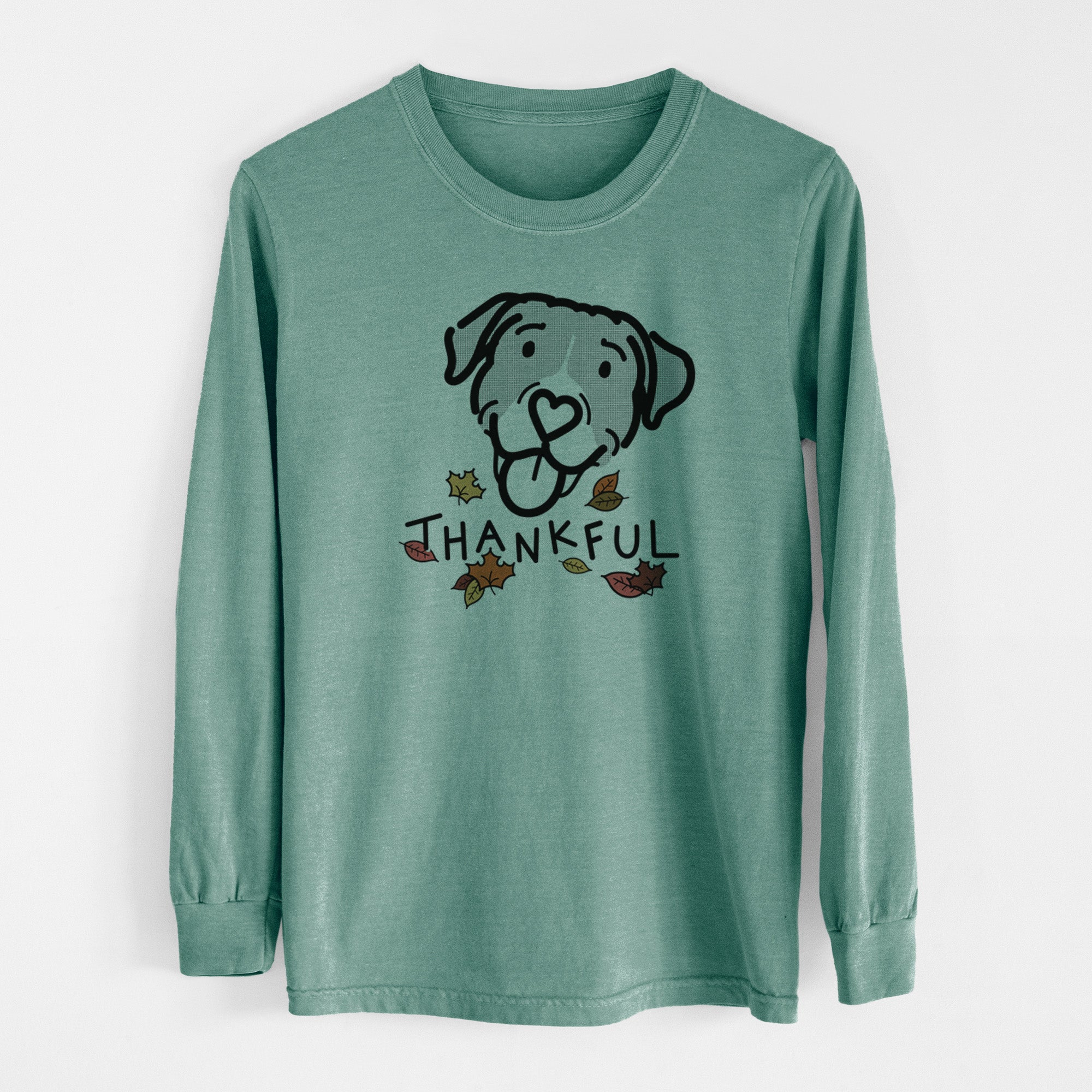 Thankful Pitbull Mix - Shadow - Men's Heavyweight 100% Cotton Long Sleeve