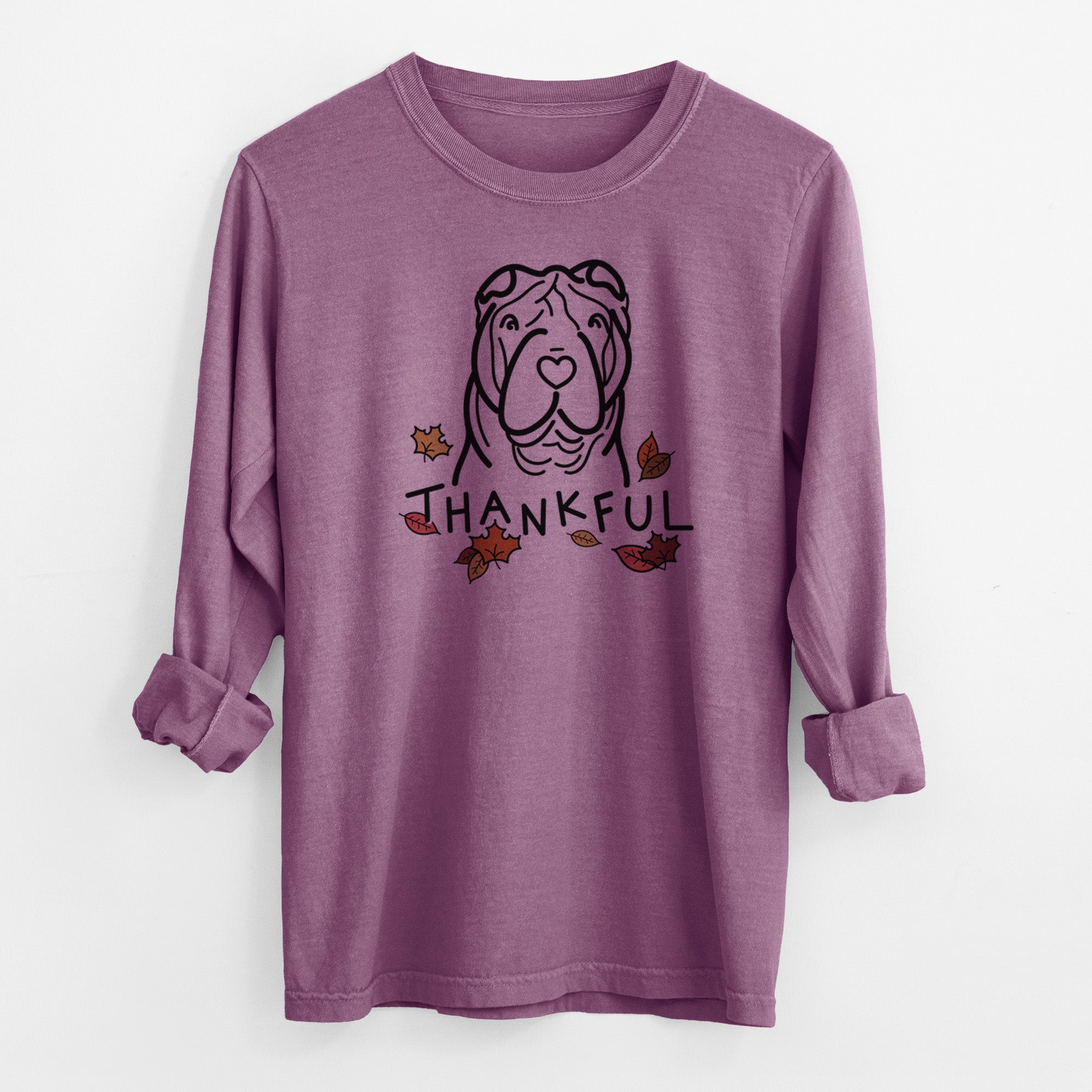 Thankful Shar Pei - Men's Heavyweight 100% Cotton Long Sleeve