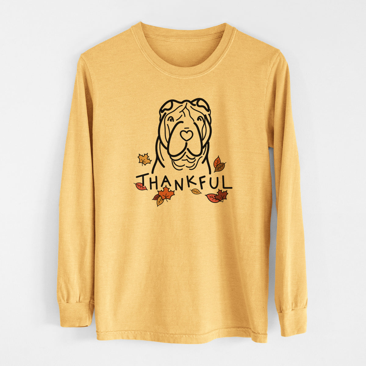 Thankful Shar Pei - Men&#39;s Heavyweight 100% Cotton Long Sleeve