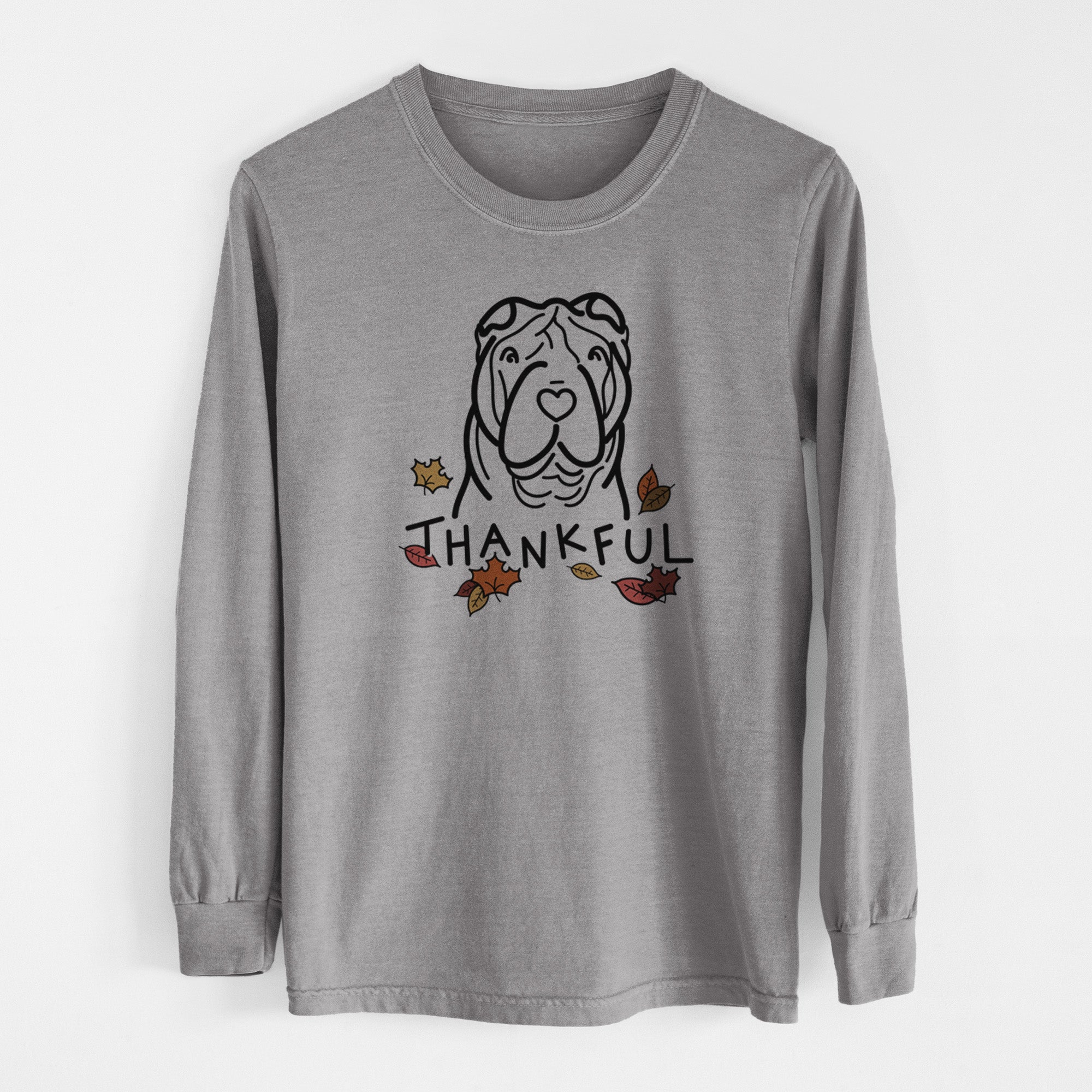 Thankful Shar Pei - Men's Heavyweight 100% Cotton Long Sleeve