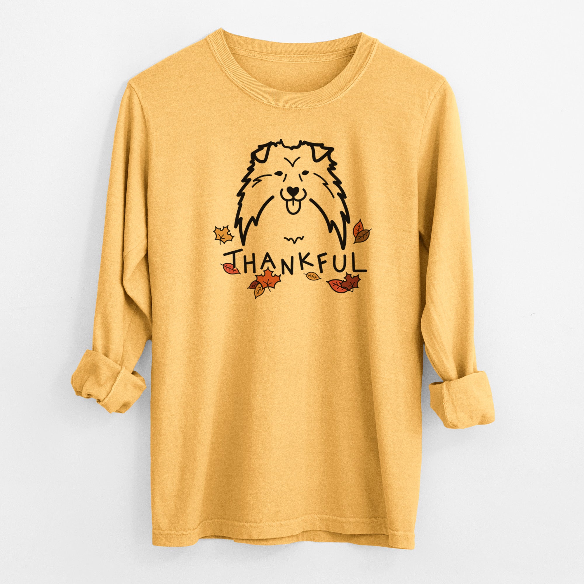 Thankful Shetland Sheepdog - Men's Heavyweight 100% Cotton Long Sleeve