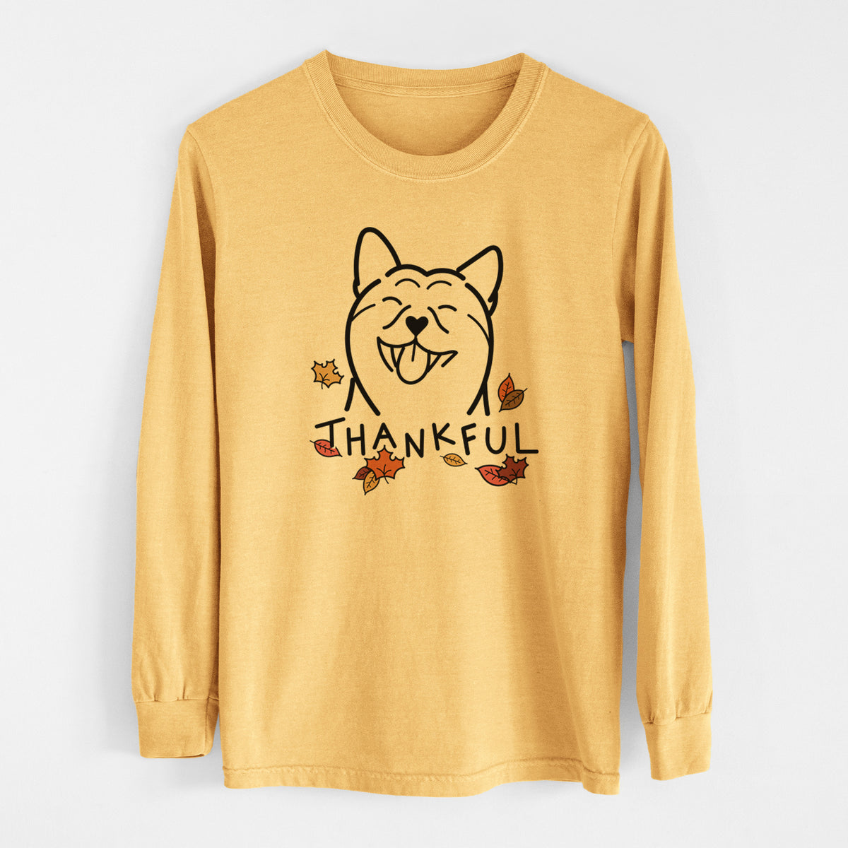 Thankful Shiba Inu - Men&#39;s Heavyweight 100% Cotton Long Sleeve