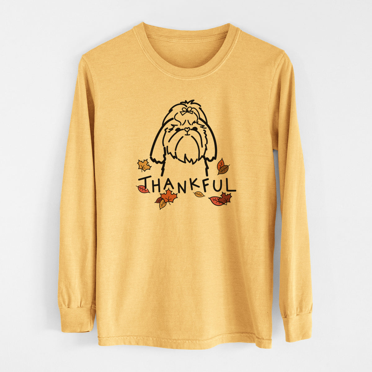 Thankful Shih Tzu - Men&#39;s Heavyweight 100% Cotton Long Sleeve