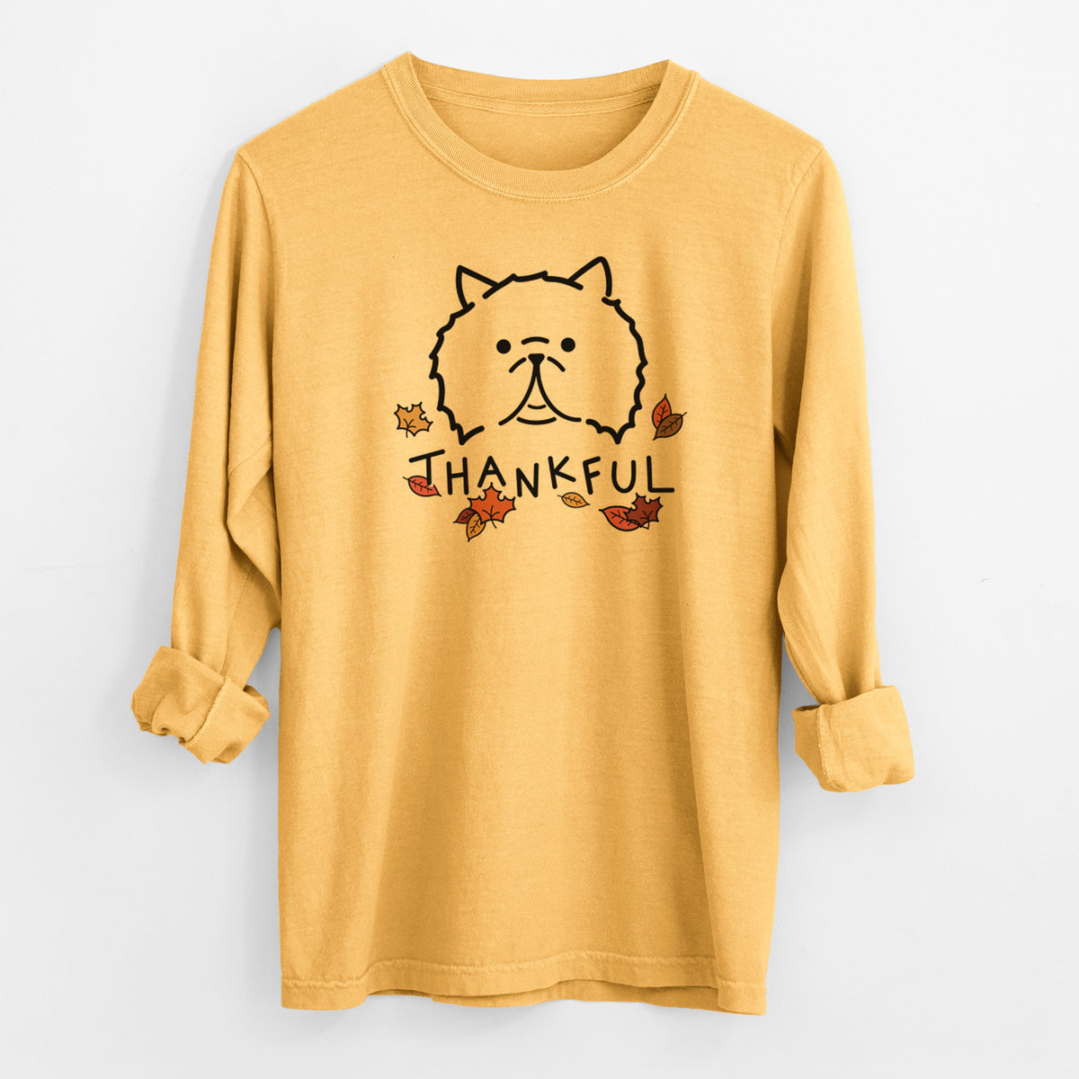 Thankful Persian Cat - Smoosh - Men's Heavyweight 100% Cotton Long Sleeve