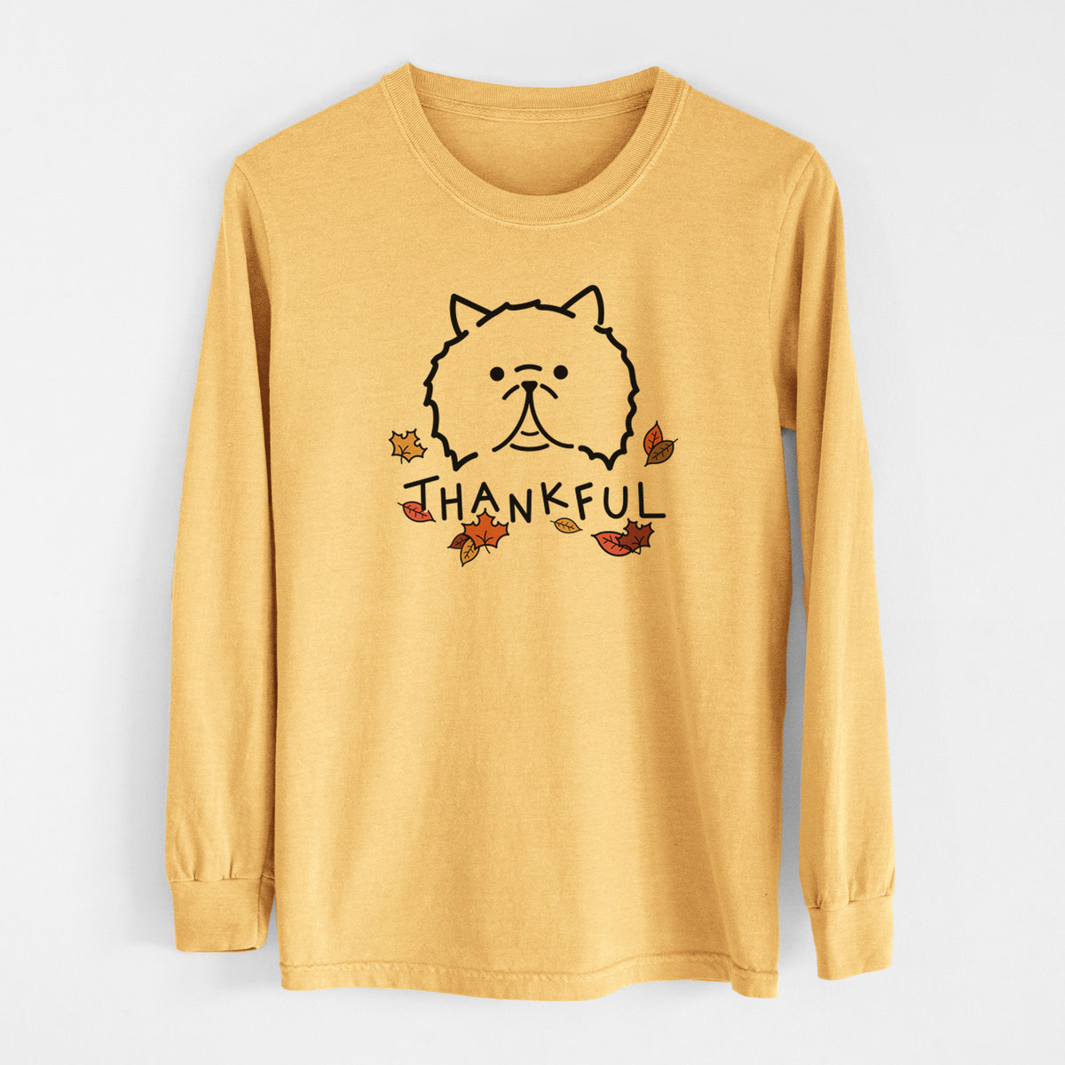 Thankful Persian Cat - Smoosh - Men&#39;s Heavyweight 100% Cotton Long Sleeve